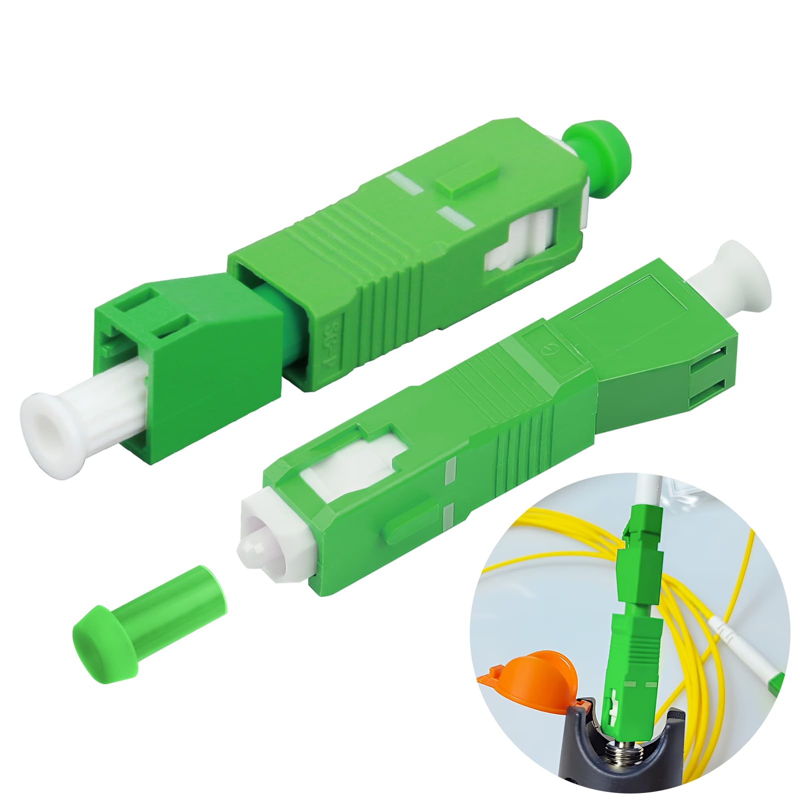 Adattatore Fibra Ottica SC/APC Maschio a LC/APC Femmina, Accoppiatore Ibrido Verde, Adattatore per Conversione Interfacce, Compatibile con Pannelli di Permutazione, Cavi Ottici, Catv