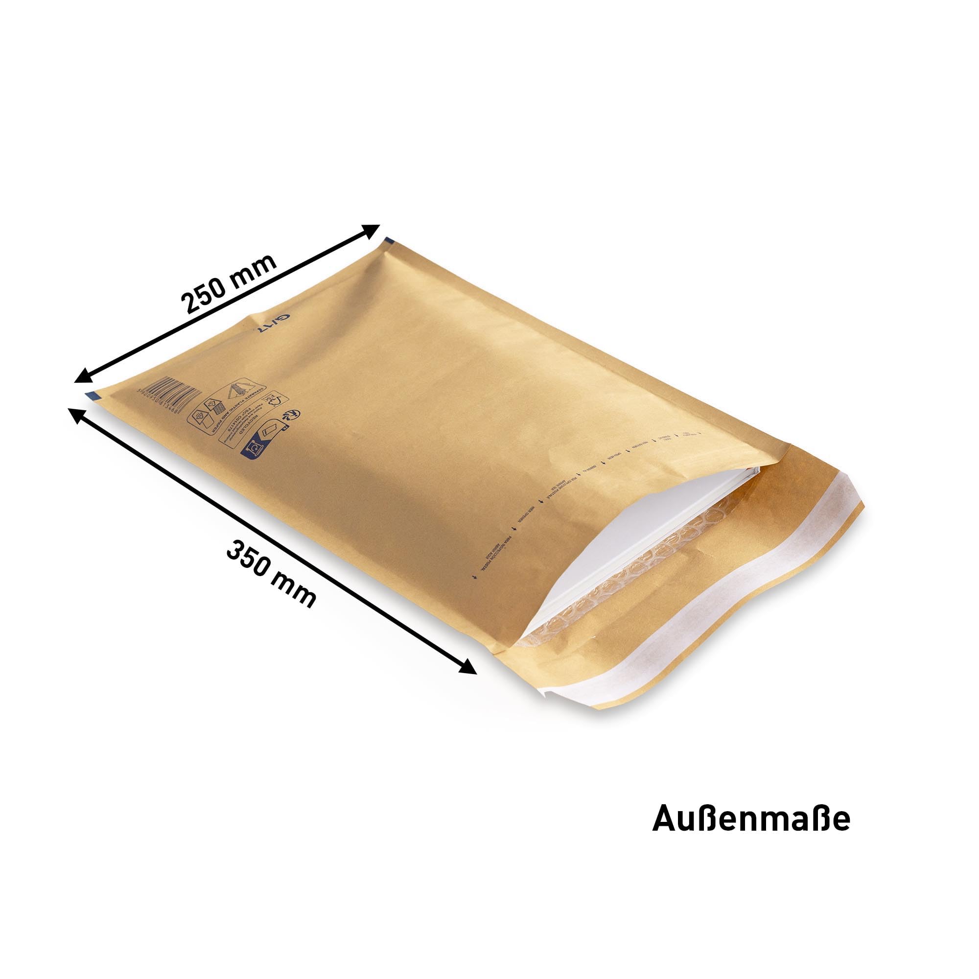 Luftpolsterversandtasche 230 x 340 mm, G/7 DIN A4+, braun, gepolsterte Versandtasche mit Trifix-Verschluss (200)