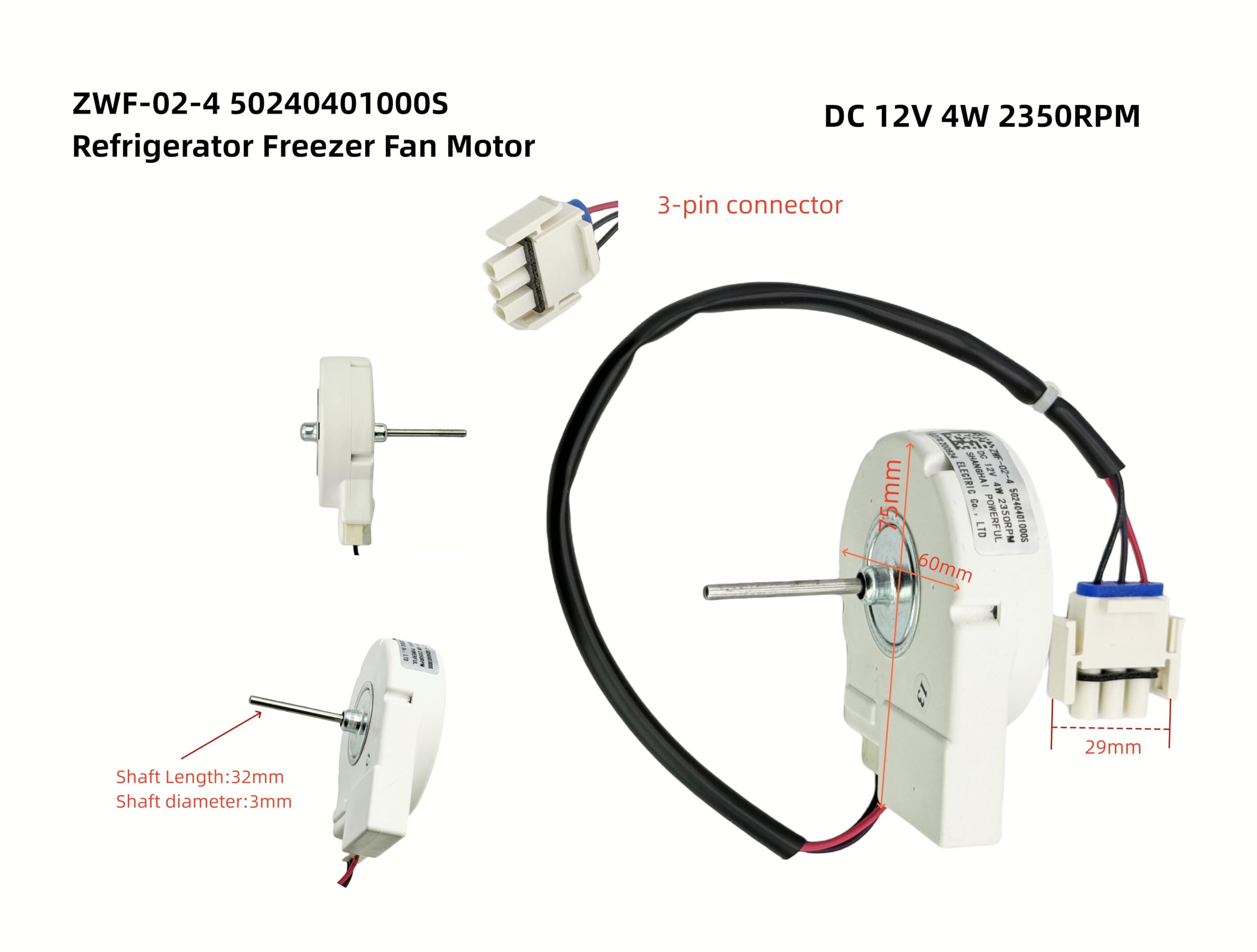 Amazon.com: ZWF-02-4 50240401000S Refrigerator Fan Motor for