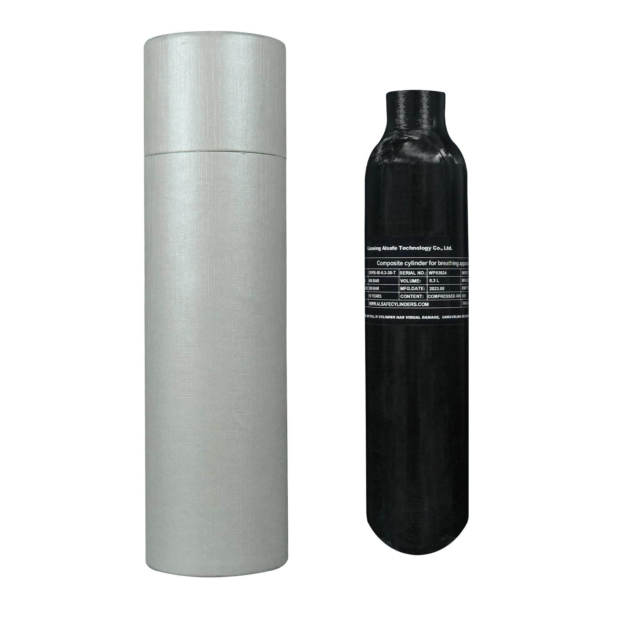 TUXING PCP Air Tank 0.3L 4500Psi High Pressure Composite Cylinder,18Cu in 300cc Diving Tank,Carbon Fiber Air Tank for Pcp Air Rifles Deep Diving Snorkeling Fill Station.