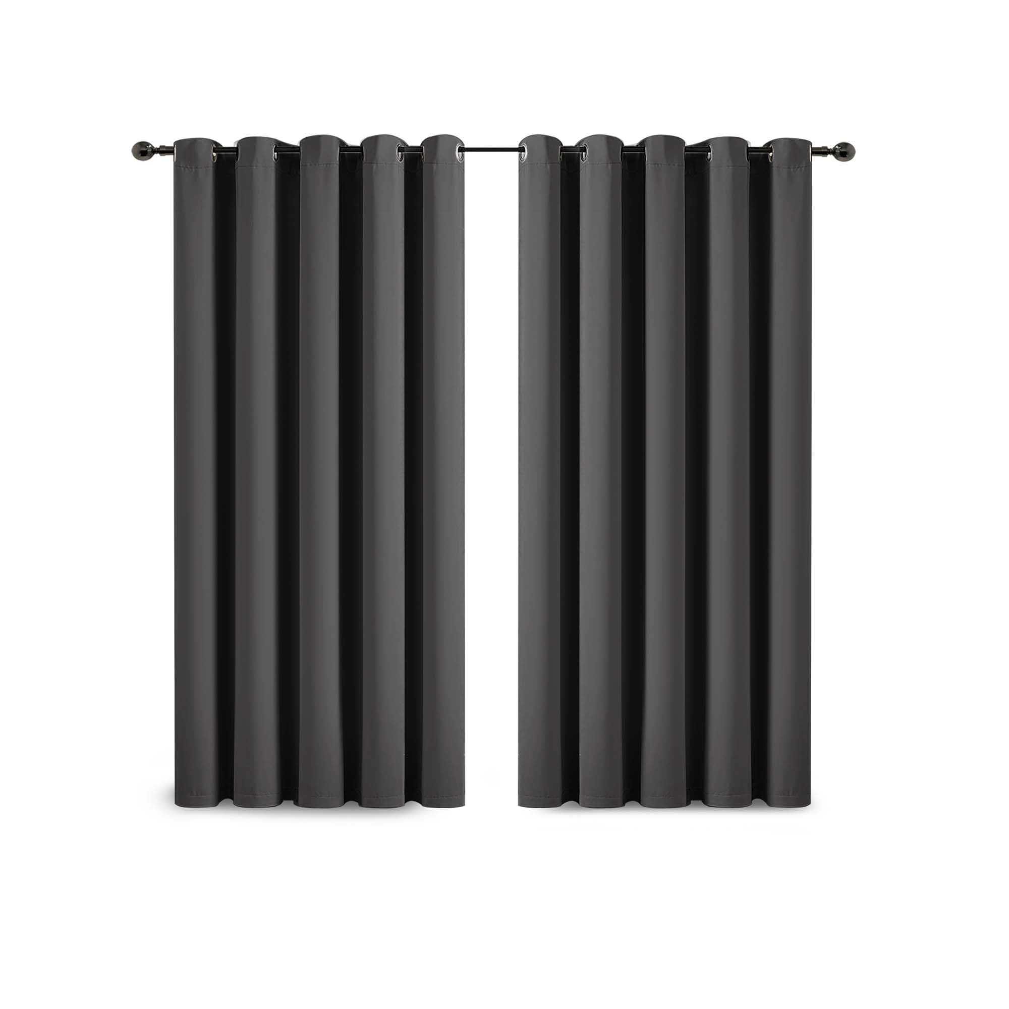 Yorkshire Bedding Eyelet Blackout Curtains for Bedroom 46x54 Inch Thermal Insulated Window Treatment Grey Curtain Darkening Panels + 2 Tie Backs