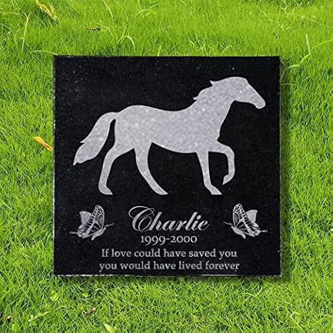 Toiveikas 6x6 inches Personalized Pet Memorial Stones, Black Granite Memorial Garden Stone Laser Engraved, Gifts for Someone Who Lost a Loved One, or Pet, Dog, Cat (Horse) Cover