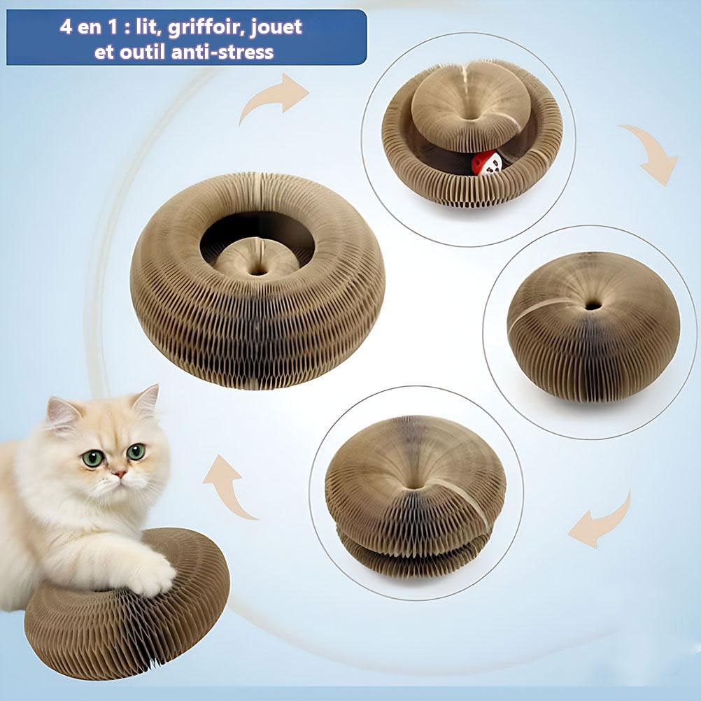 Griffoir Pour Chat En Carton – Avec Balle Et Clochette, Pliable – Pour Jeu, Griffage Et Protection Des Meubles