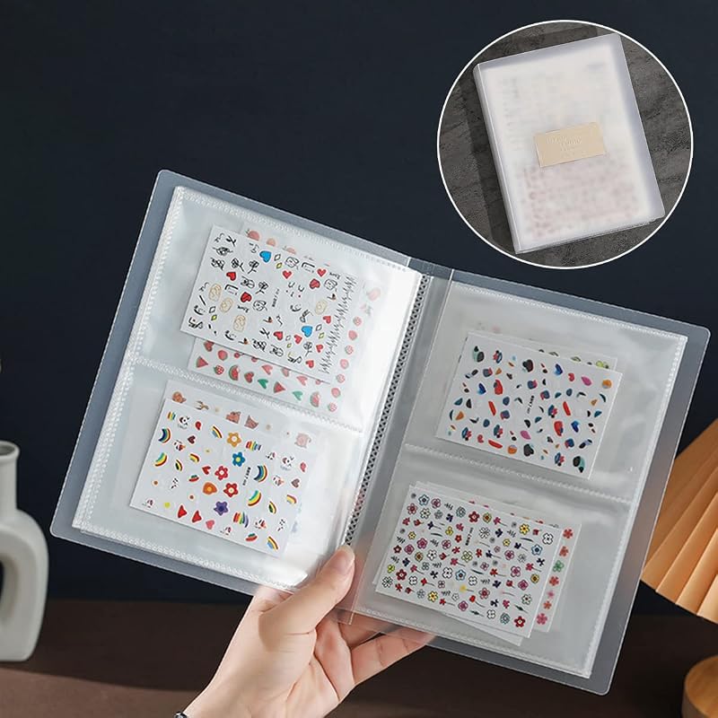 80 Slot Nail Art Sticker Storage Book - Nail Decals Organizer & Display - DIY Nail Art Design Tools