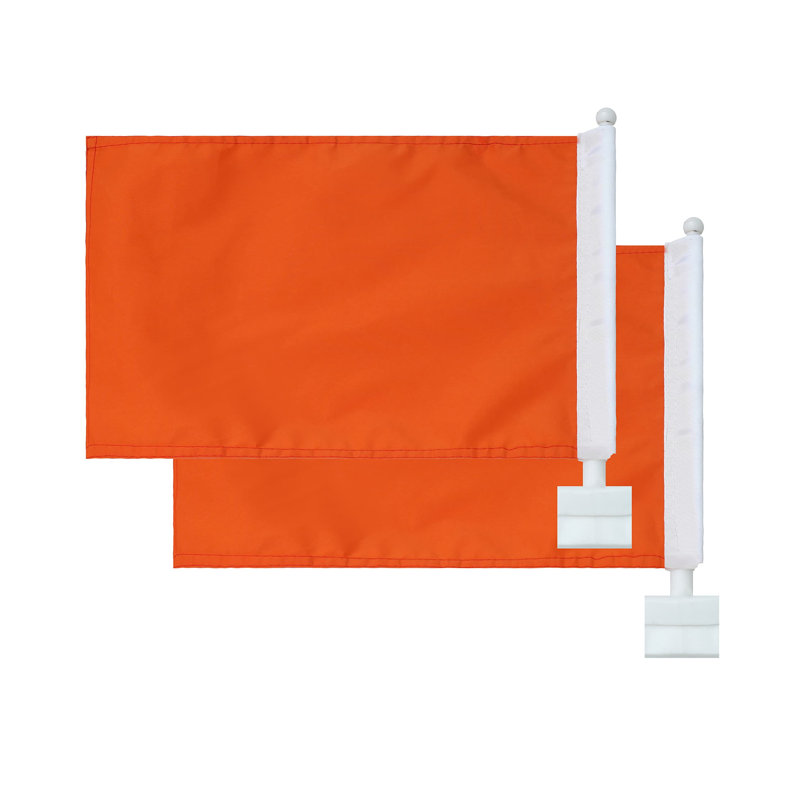 2 Pack Color Car Flag Pure Solid Colour Orange Flag and Pole, Car Logo Window Clip Can be Clipped to Most Windows 14 inch Flag Pole and 16 x 10 inch Double Sided