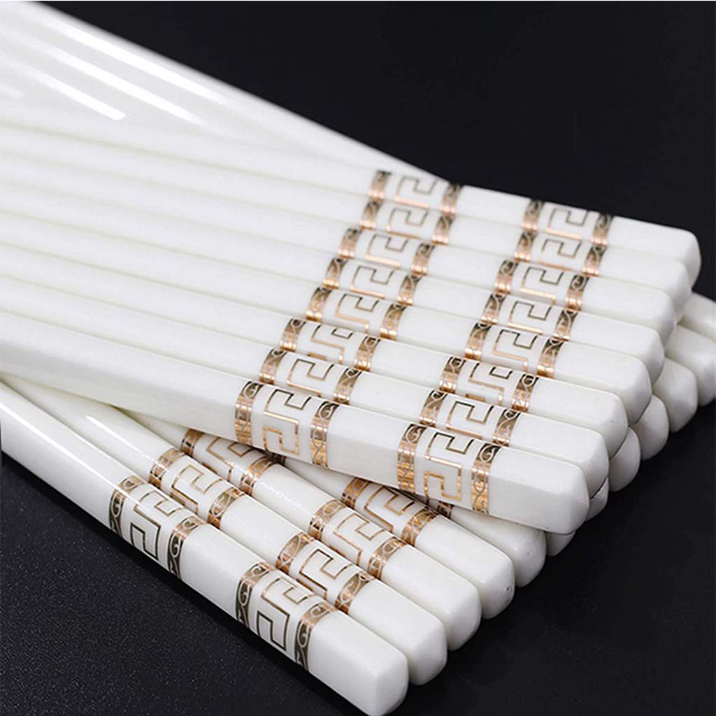 Coffret Cadeau de 10 Paires de Baguettes en Porcelaine avec étui, Baguettes japonaises réutilisables pour sushis, Baguettes Chinoises de Luxe Haut de Gamme，A