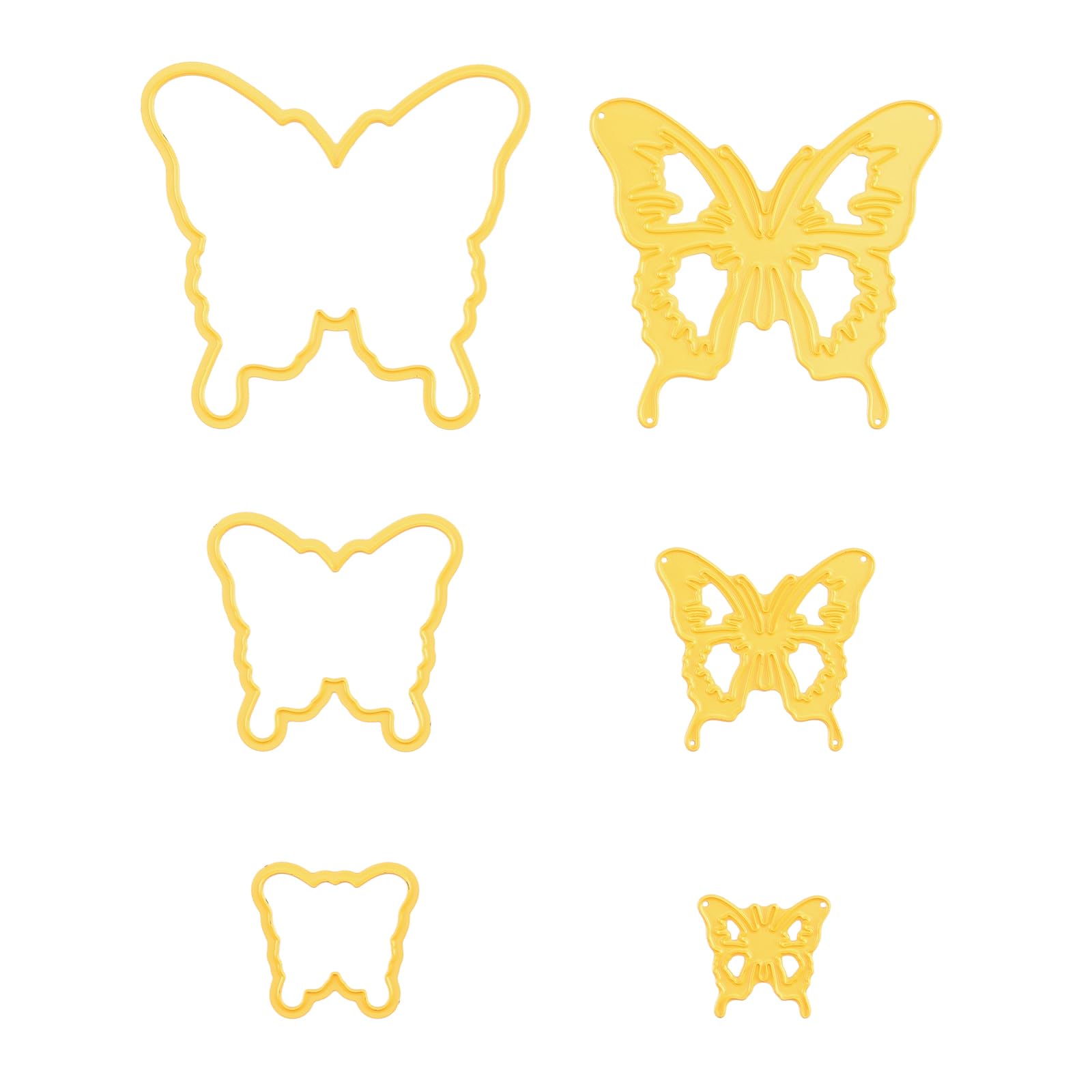 Nellie's Choice Cutting Die, Butterflies, 3 Shape, 6.3 x 5.9 cm, Card Making Supplies, Metal Dies for Scrapbooking, DIY and Paper Crafts, Yellow, 63x59 / 41x38 / 26x24mm
