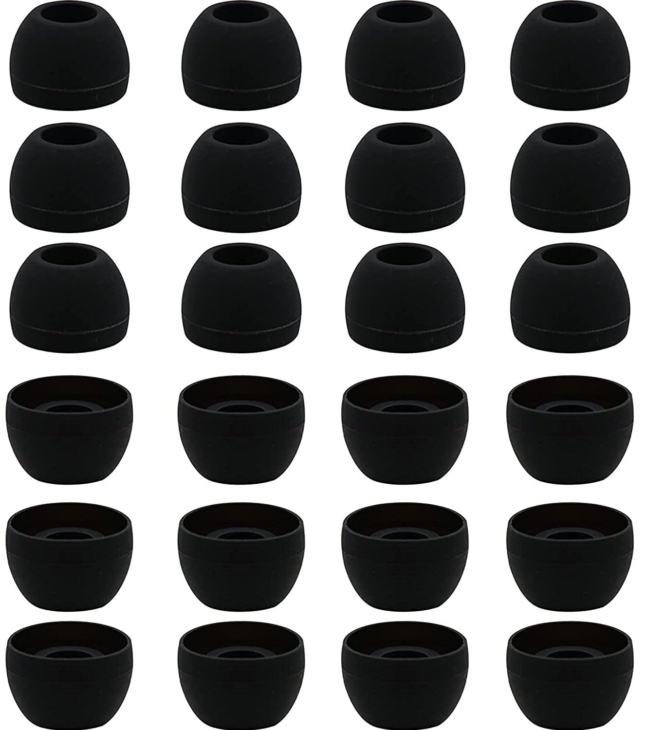 12 Pairs Silicone Replacement Earbud Ear Buds Tips Compatible with 3.8mm to 5.5mm Nozzle Earbuds Earphones, Medium Size Black