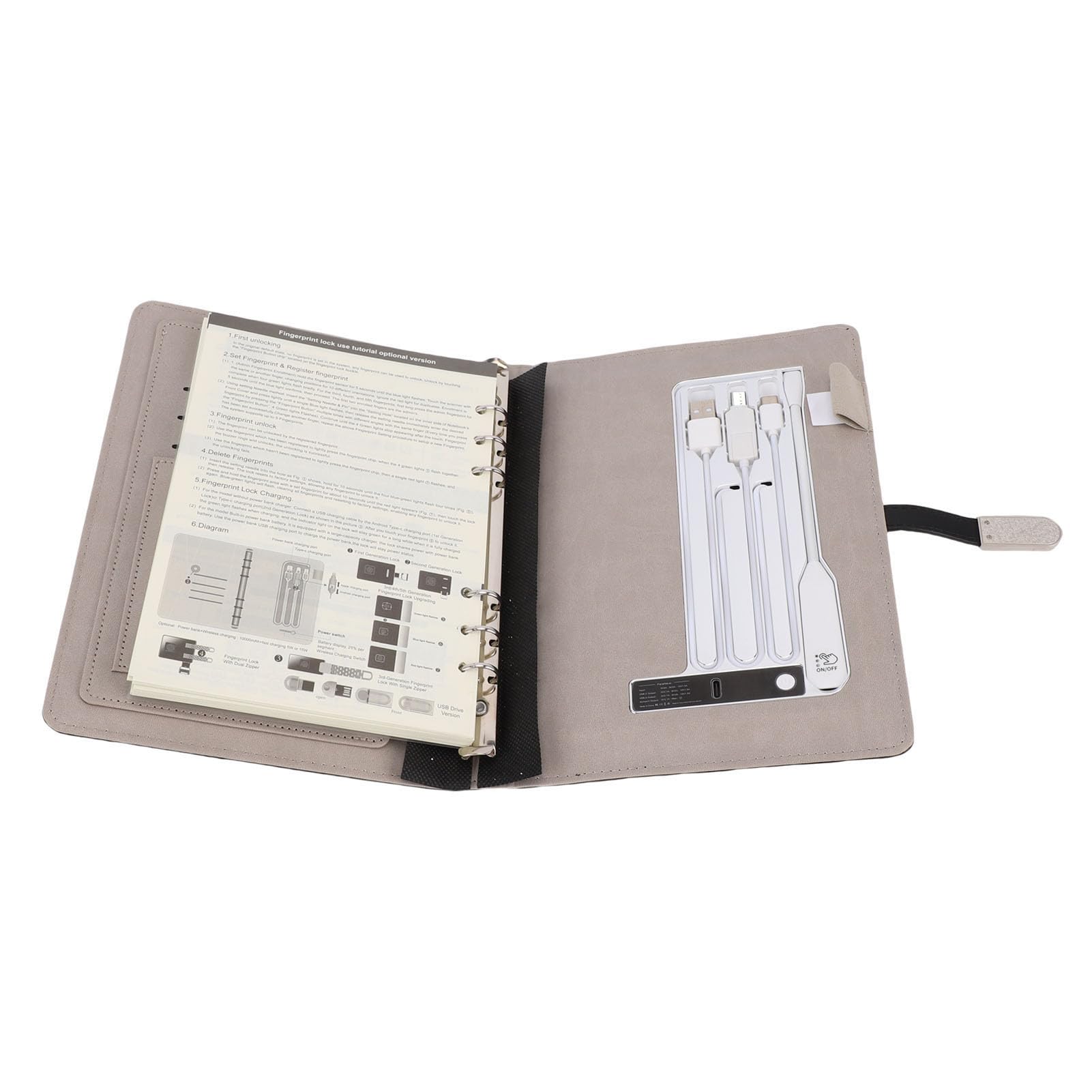 Aramox Carnet de Chargement personnalisé, Journal Rechargeable en Cuir PU avec Lumière et Banque d'alimentation pour les Voyages et les études