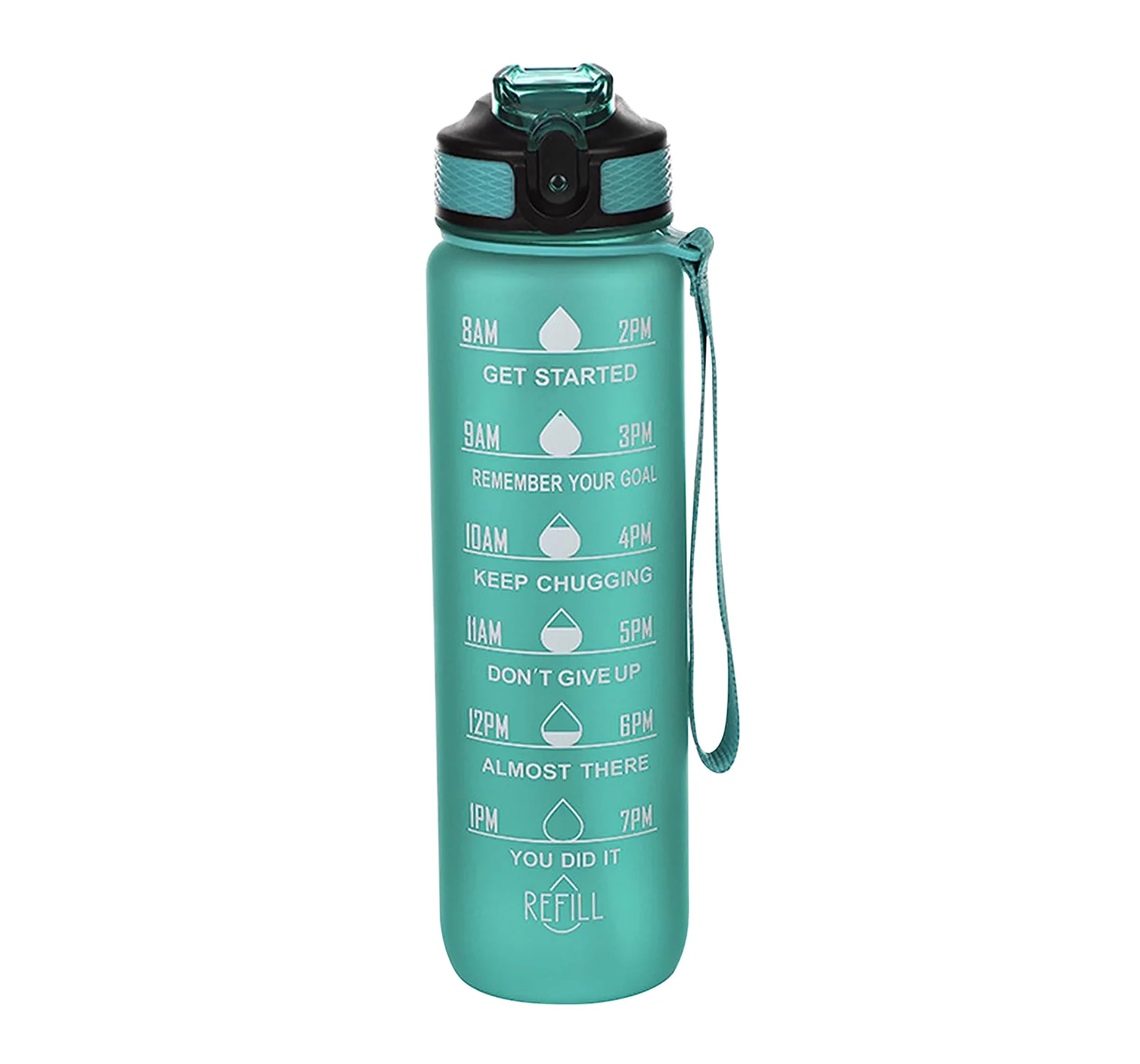 Water Bottle with Times to Drink and Straw, Motivational Drinking Water Bottle, 1 Litre/32 oz Capacity, BPA Free, Ensure You Drink Enough Water for Fitness, Gym, Sports Outdoor