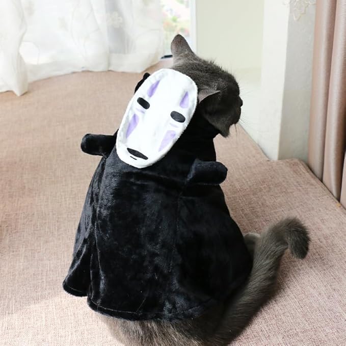 Disfraz de No-Face para perros y gatos, talla L/XL, ajustable con velcro miniatura 4