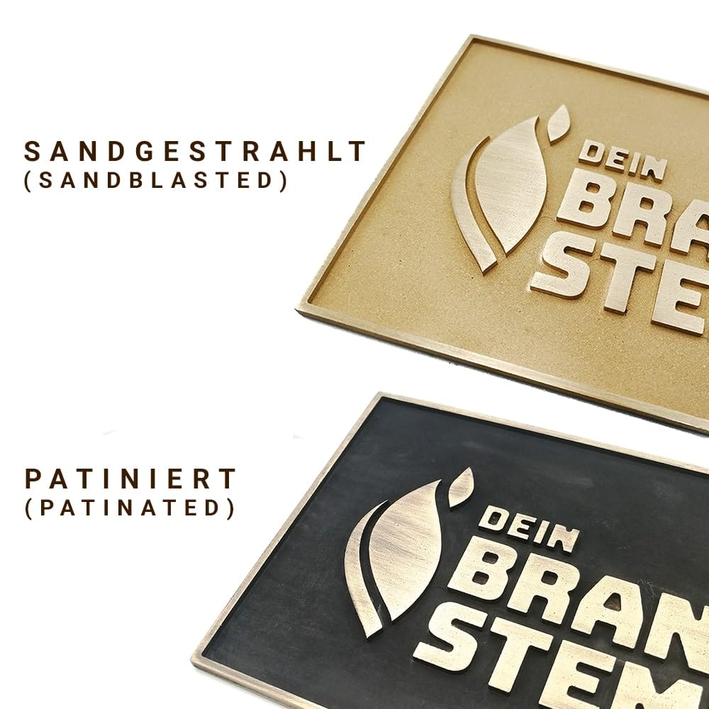 personalisiertes Türschild, Namensschild, Klingelschild aus massivem gefrästem Messing in sandgestrahlter Ausfertigung - extra tiefe Gravur in 60 x 100 mm (*)