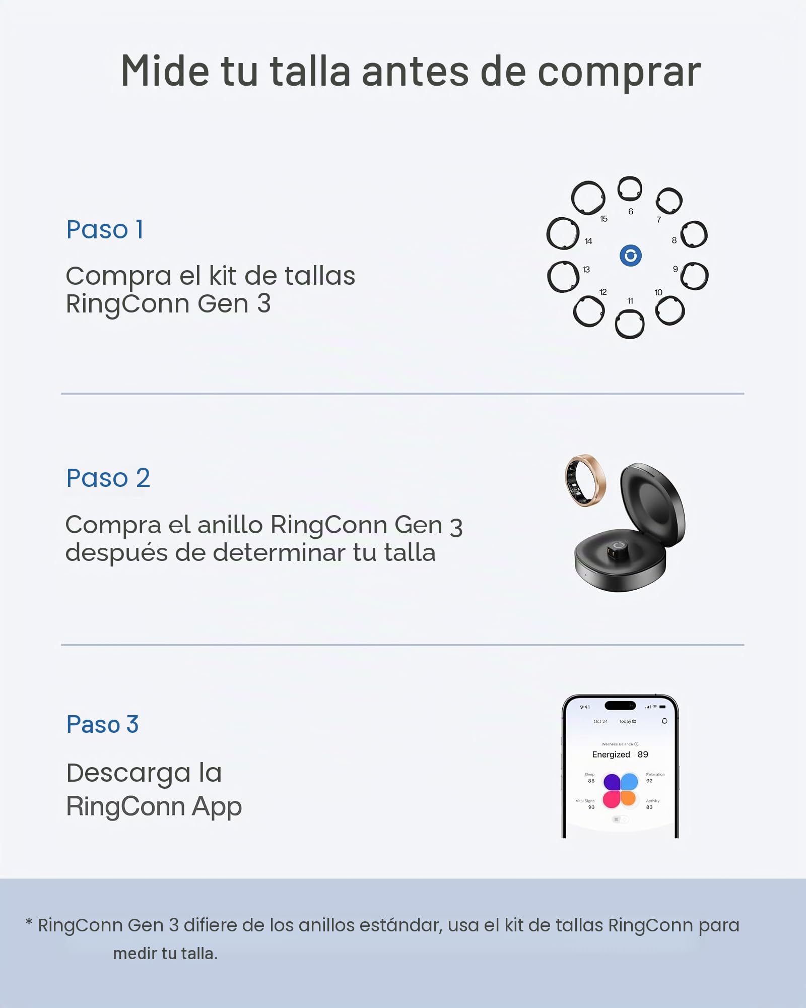 RingConn Gen 3, Primer Anillo Inteligente del Mundo con Tendencias Vasculares, Sin Suscripción, Alertas por Vibración, Sueño, Fitness, Frecuencia Cardíaca, 14 Días de Batería(10, Negro Mate)