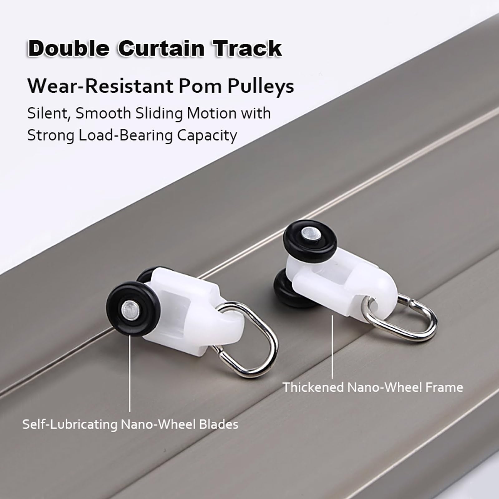Kit Rail de Rideau Silencieuse À Rails À Double Rangée Système de Rail de Plafond avec roulettes Silencieuses pour Salon Cuisine(Gray,600cm(4 * 150cm))