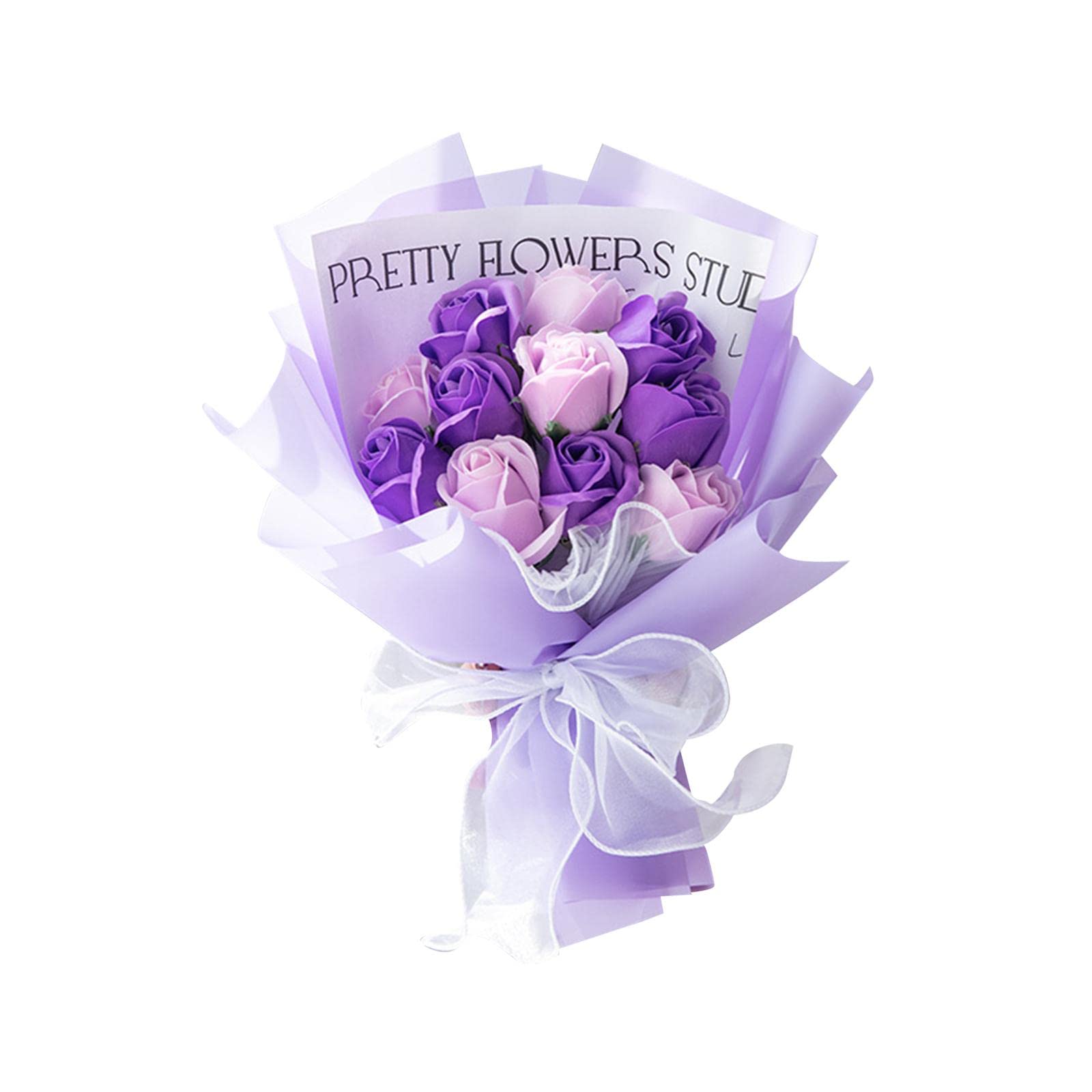UJEAVETTE Soap Rose Flower Bouquet Scented Flowers for Anniversary Birthday Decor Violet-image-1