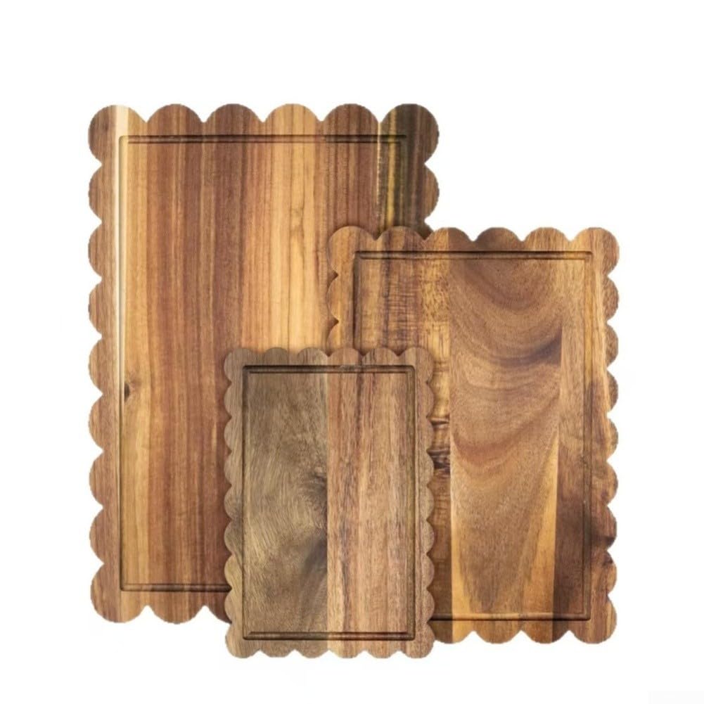 Set di 3 taglieri in legno di acacia, forma irregolare