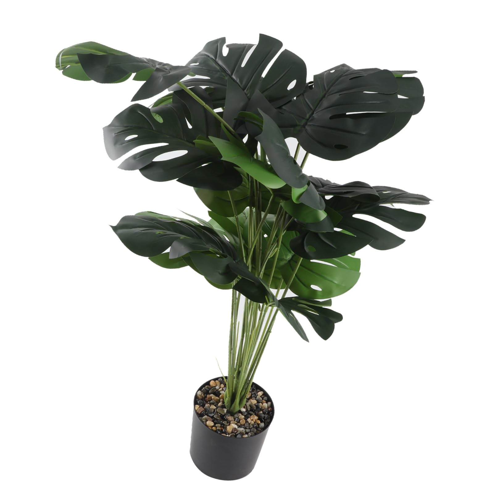 Aramox Sztuczna Roślina Monstera Deliciosa, Plastikowa Sztuczna Roślina Monstera 80 Cm 18 Liści, Niewymagająca Konserwacji Doniczkowa do Wnętrz na Zewnątrz Biuro w Domu Wystrój Ogrodu