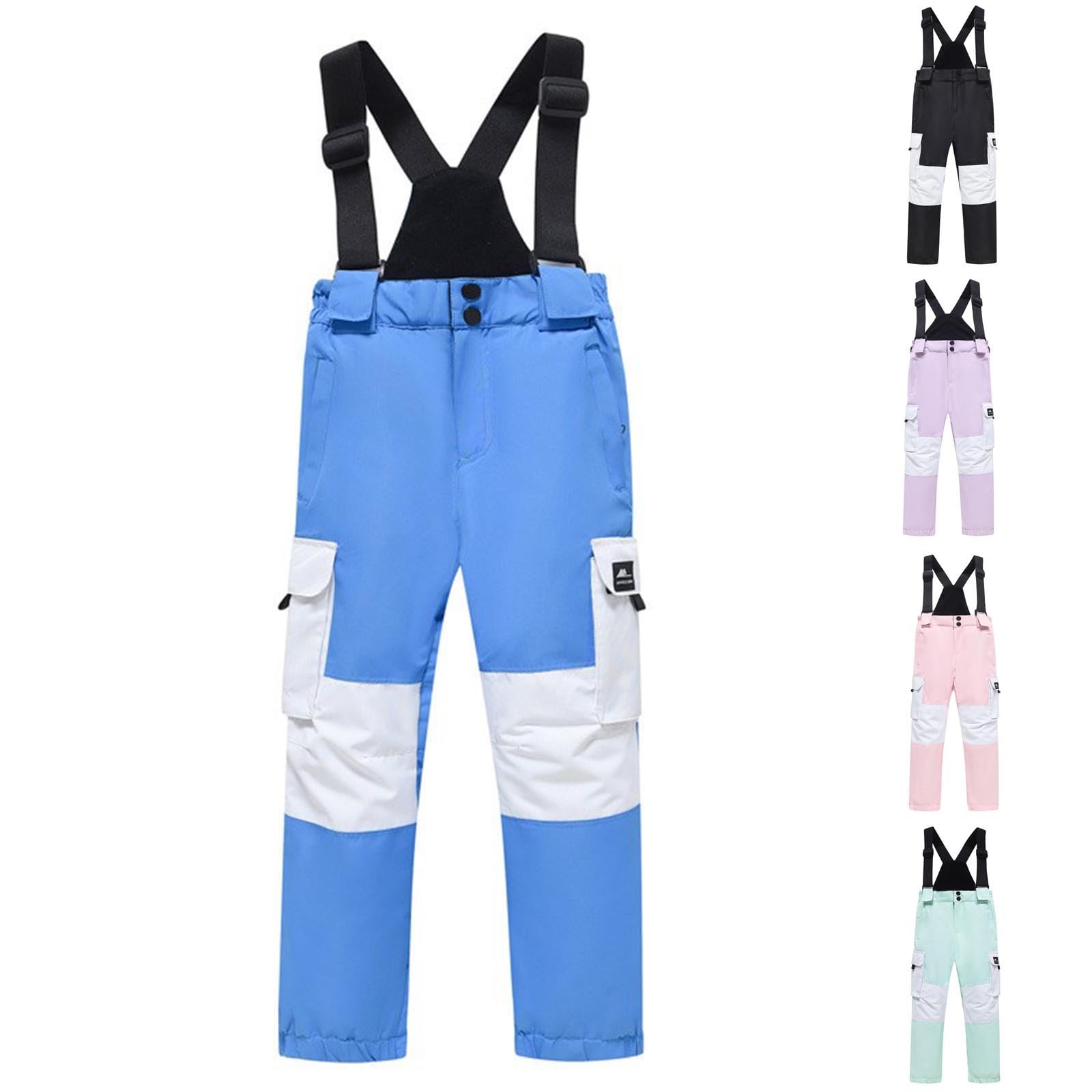 XINYUNZU Schneehose Kinder Verdicke Baumwolle Skihose Warm Wasserdicht Winddicht Regenträgerhose Ski Matschhose Sporthose Outdoorhose Winter Thermohose Winterhose Jungen Mädchen 6-16 Jahre