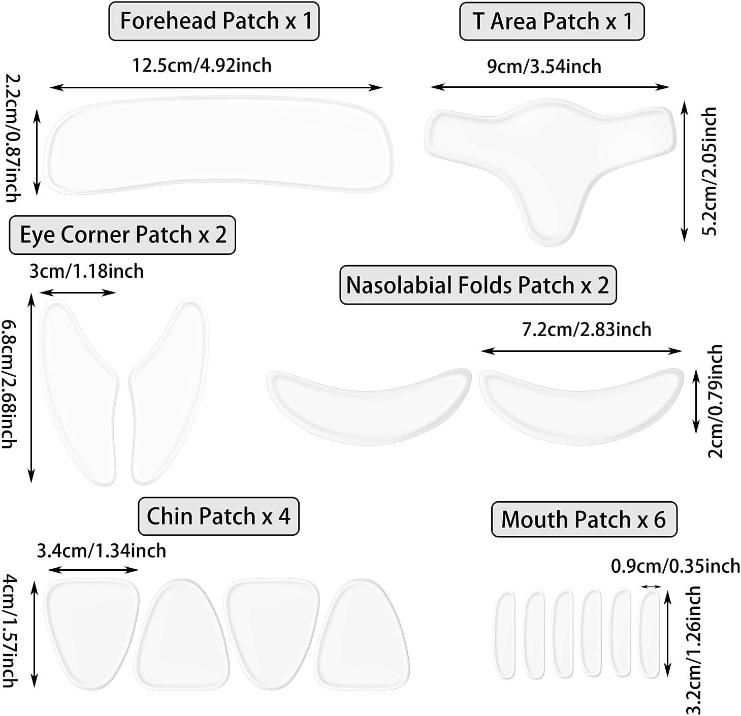 Pufeuoo 16 Pieces Face Wrinkle Patches Silicone Anti Wrinkle Pads Reusable Skin Wrinkles Patches for Smoothing Eye Mouth and Frown Wrinkles - Image 3