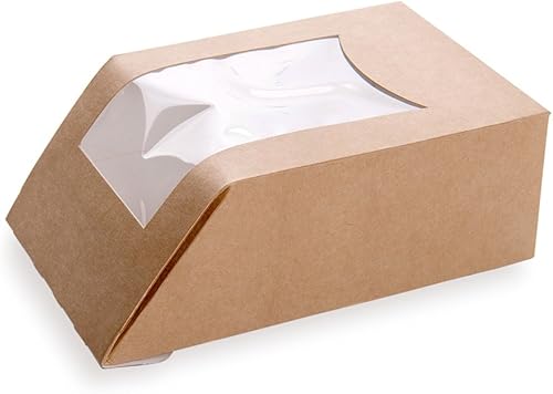 Miniatura 4 de Cafe Vision - Contenedor rectangular de papel kraft para sándwichenvoltura para llevar, corte angular, 6 x 3 34 x 2 pulgadas, caja de 200 unidades