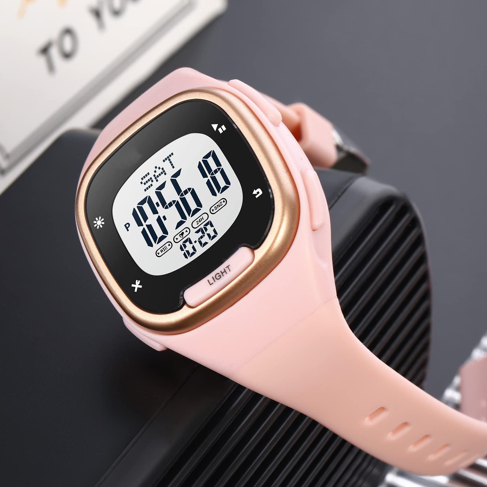Reloj digital para mujer, reloj deportivo electrónico, 5 ATM, resistente al agua, cronómetro, cronómetro, reloj de cuarzo, para mujeres, niñas, niños, negro, dorado, Rosa., Correa