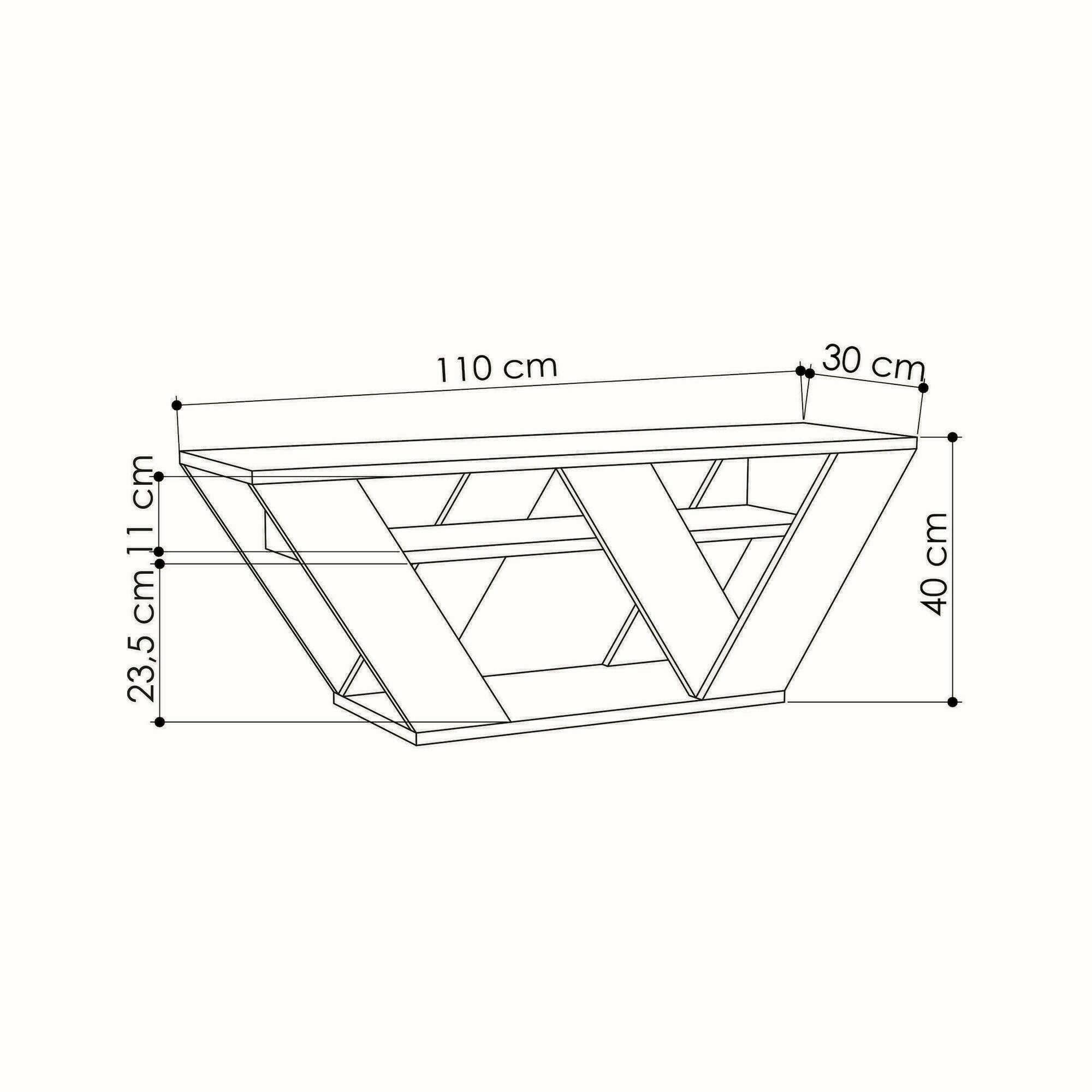 Dmora - Meuble TV Pegasus, Buffet de Salon, Armoire Basse pour TV, Base Murale de Rangement, 110x30h40 cm, Chêne