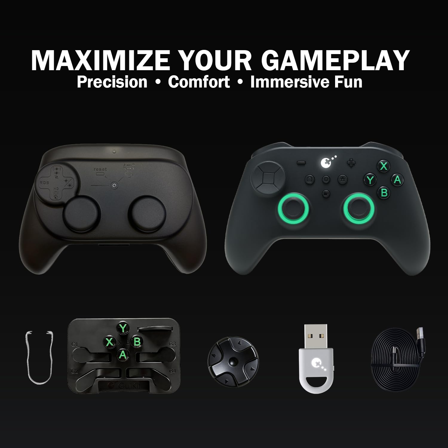 GuliKit TT Pro Wireless Game Controller Bluetooth Anti-Drift 720° TMR Joysticks for Switch PC Android iOS Black