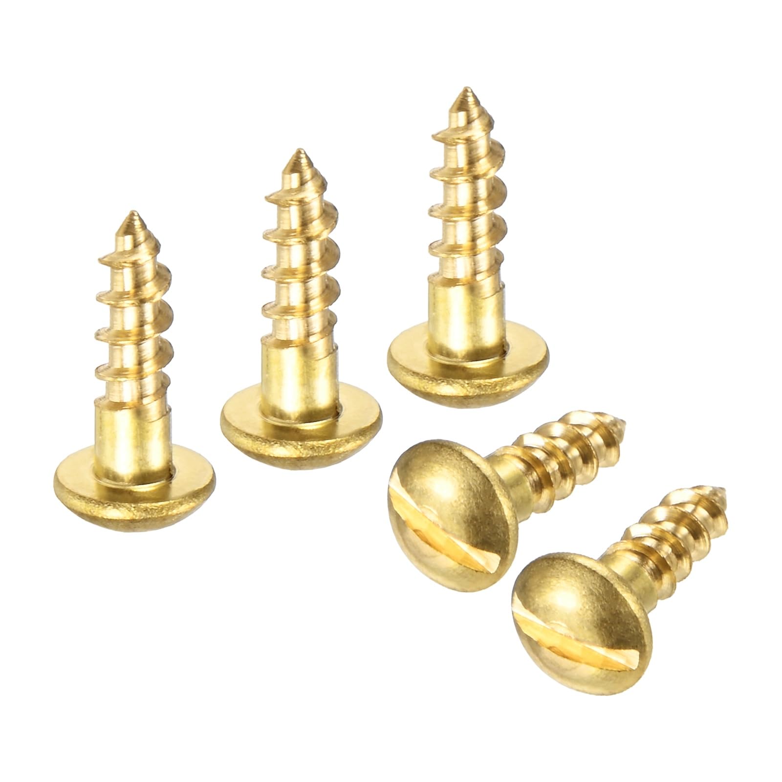 M METERXITY Wood Screws (M3.5 x 12mm, Brass) 30 Pcs - Slotted Round Head Self-Tapping Screw Apply to Woodworking/Furniture/Appliances Repair/Industry/Gardening