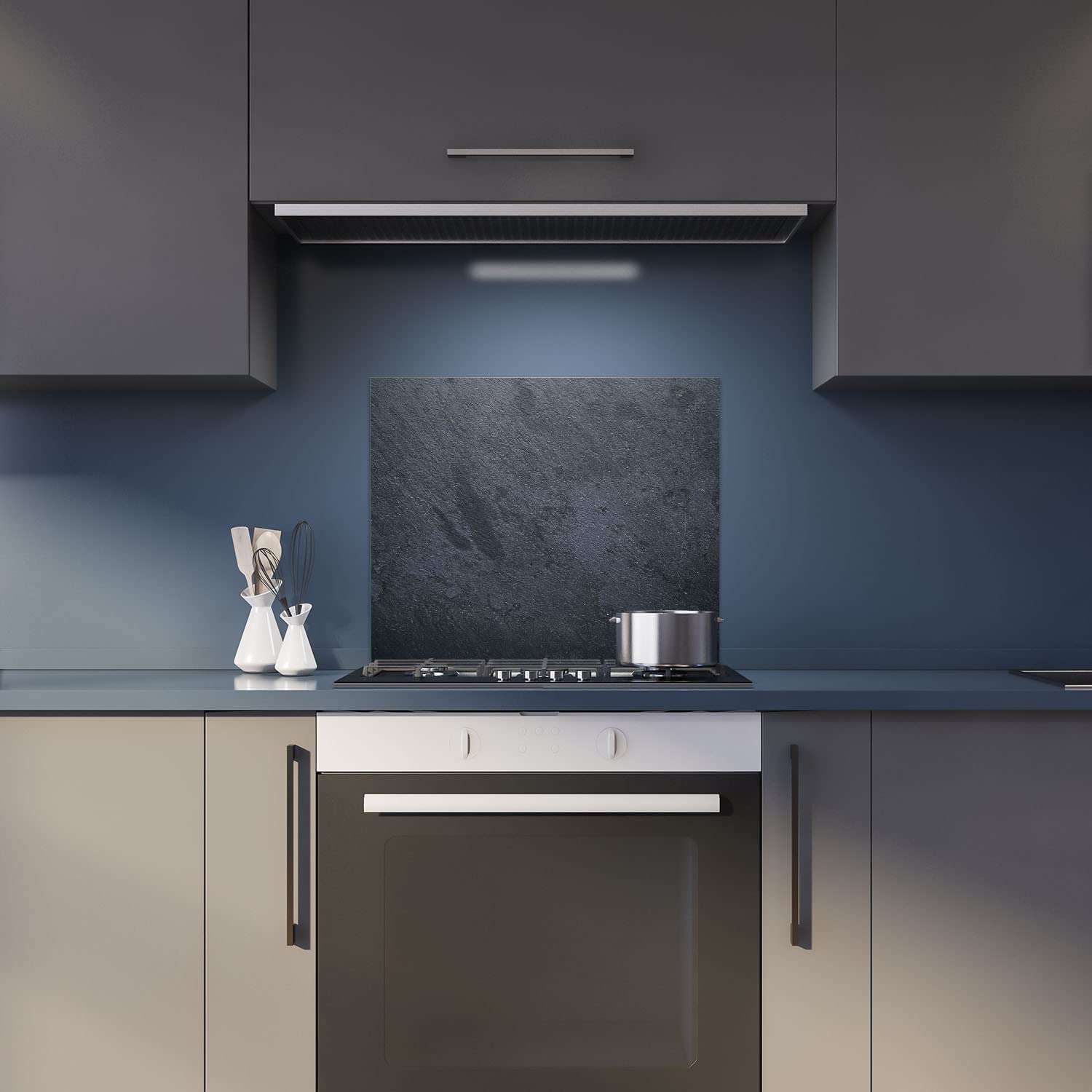 Herdabdeckplatte Abdeckung 60x52 Ceranfeld Abdeckplatte Schneidebrett 80x52 Granit Dunkelblau Grau Spritzschutz Glasplatte Ceranfeldabdeckung Schutz Herdschutz Sicherheitsglas Glasschneidebrett
