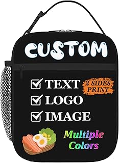 Custom Lunch Bag With Your Photo Text Logo Personalized Lunch Boxes Double Sided Customized Tote Lunch Bags Gifts For Office Work Picnic Travel