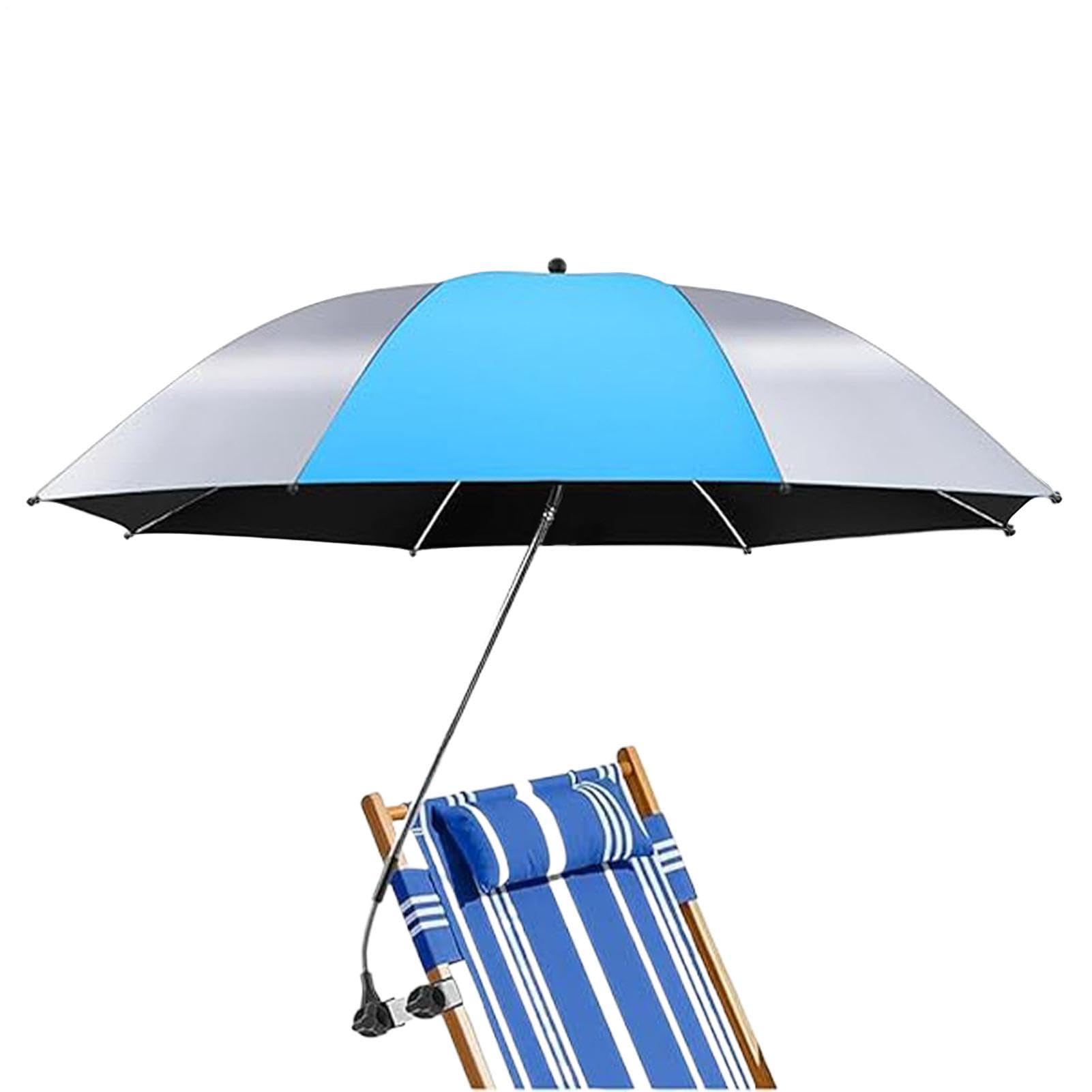 Ombrello per sedia da spiaggia, regolabile, con clip, parasole con morsetto, per spiaggia, pesca, vacanze, giardino, cortile, campeggio, balcone, patio esterno