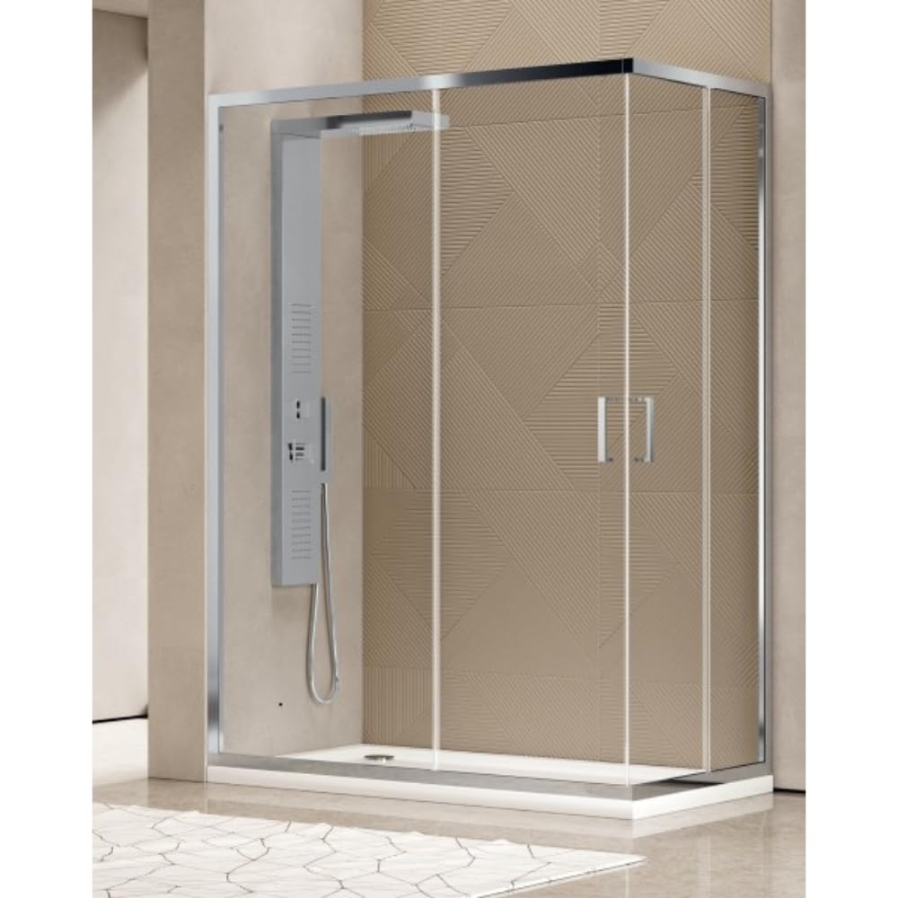 Box Doccia 80x80 Apertura Angolare Altezza 200cm In Cristallo Temperato Trasparente Profilo Cromato – Frascio