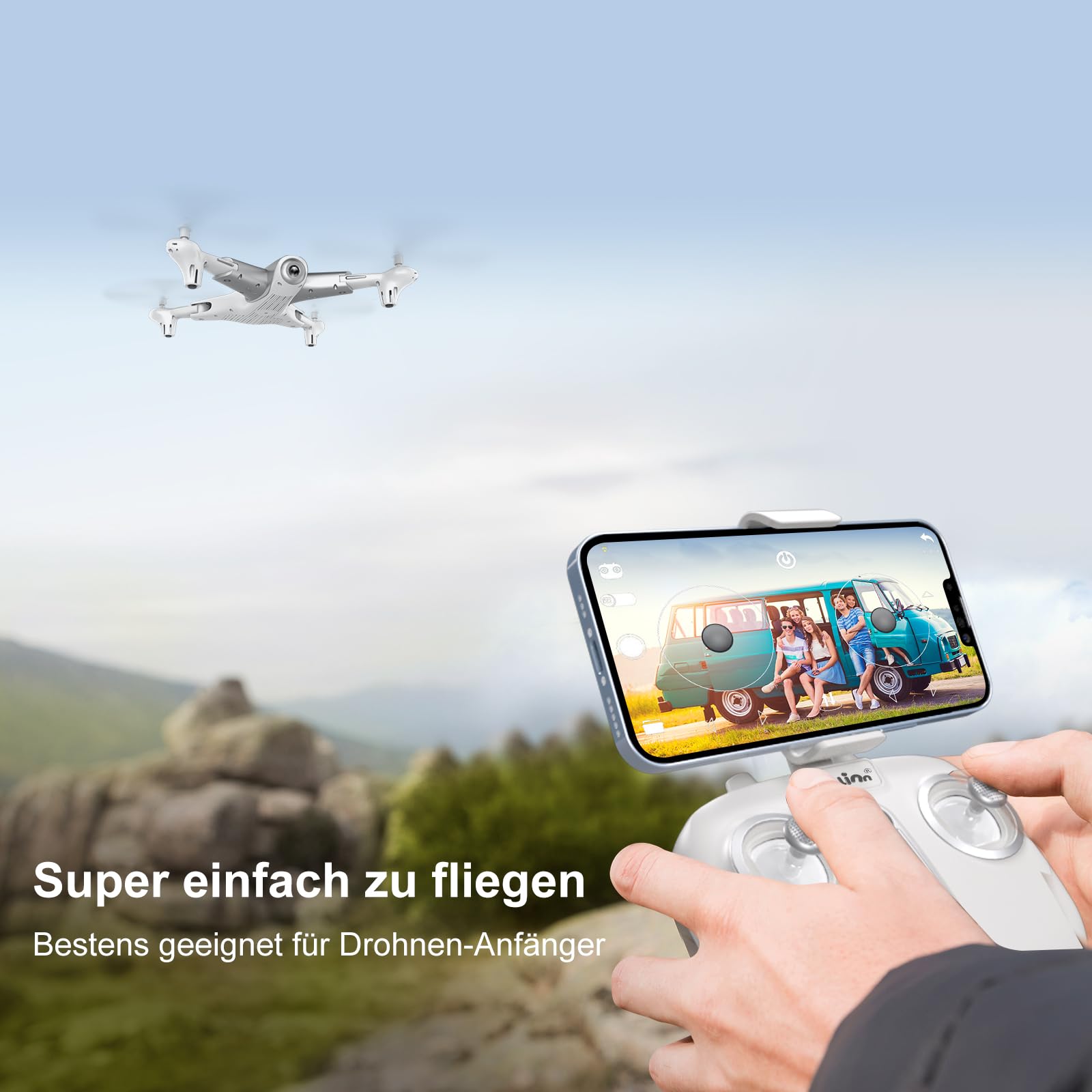 Loolinn | Drohne Quadrocopter mit Kamera HD für Kinder ab 12 Jahren als Geschenk - Optischer Flusspositionierungs, Sehr stabiler Flug, 60 Minuten lange Flugzeit, 360°-stunts, Geprüftes C0-Zertifikat