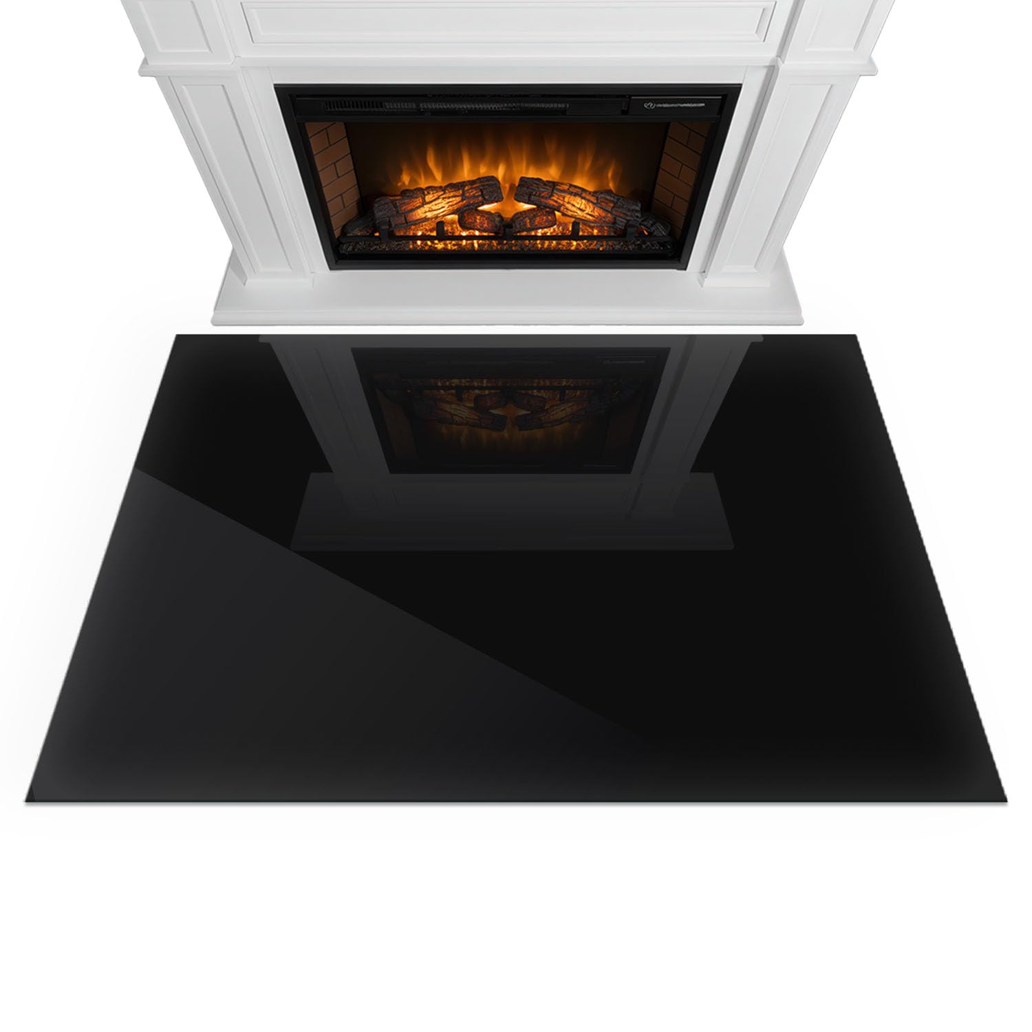 Funkenschutzplatte für Kamin 120x80 cm Elegantes Design Stilvollem Motiv Hartglas Glasboden Dekorative Glasbodenplatte Rechteckige Schutzplatte Hitzeschutz - Farbe Dunkler Graphit