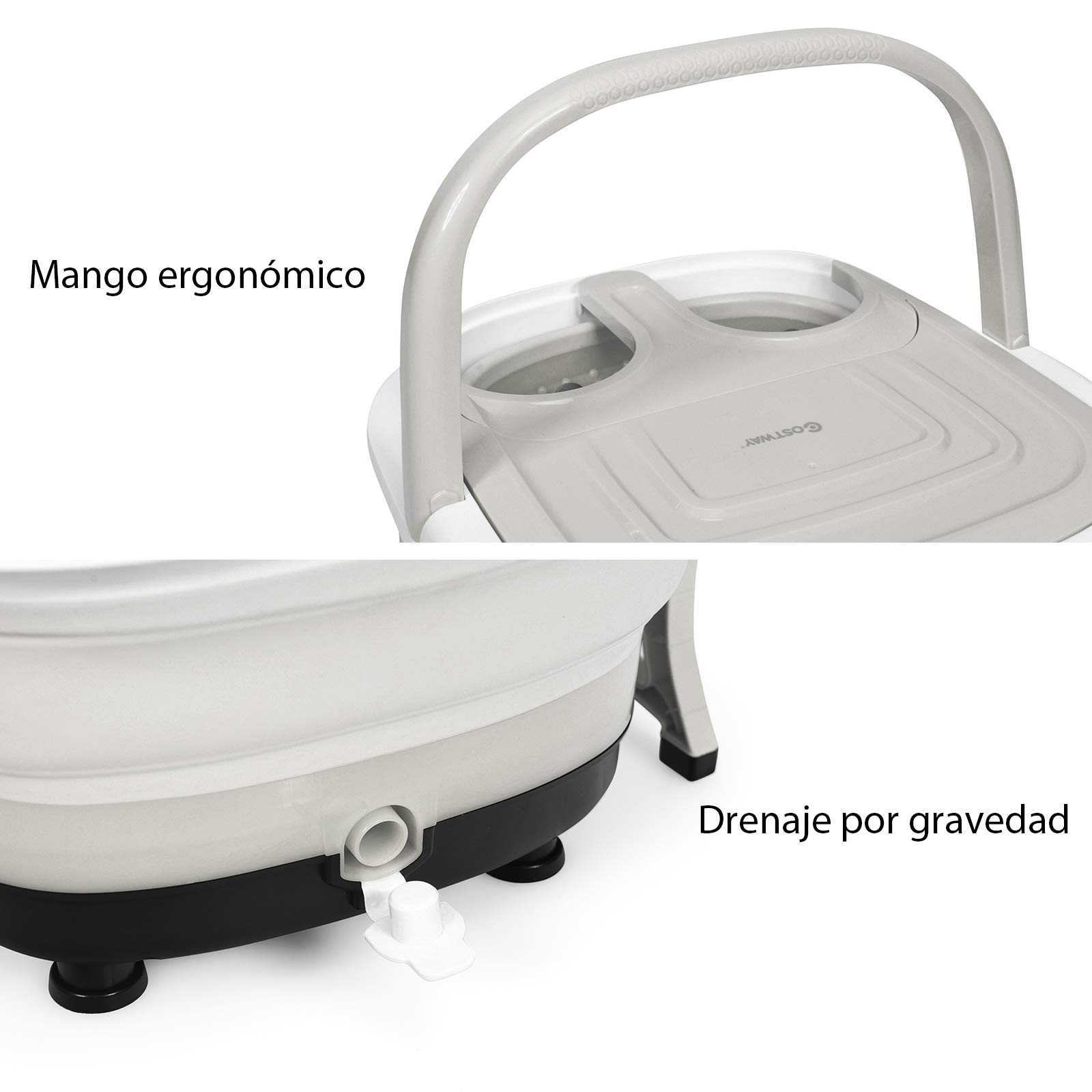 COSTWAY Masajeador de Baños para Pies Masajeador Eléctrico Masaje de Pies con Temporizador de 10-60 min / 36-48 ℃ / 500W (Gris)