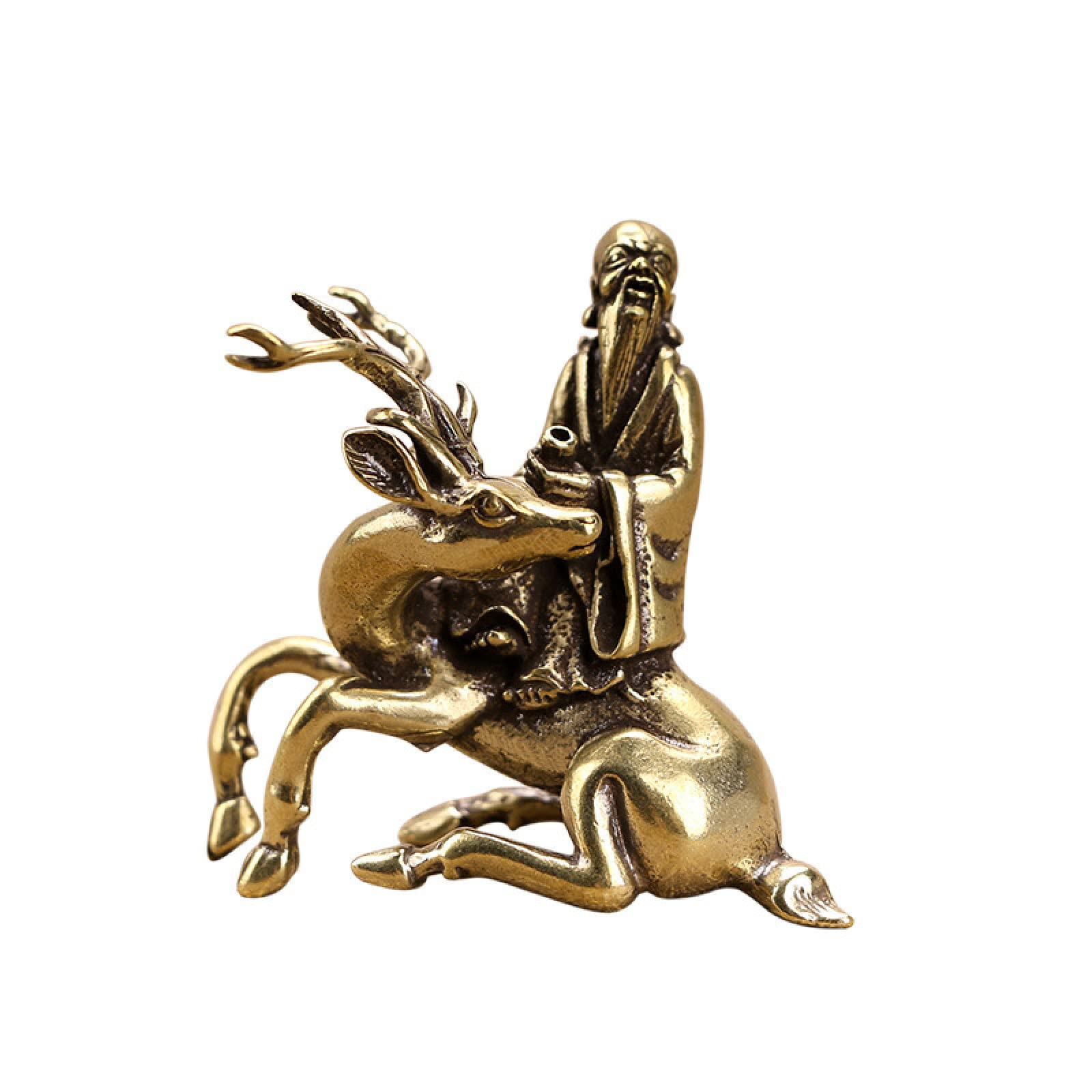 Cerf en laiton vintage et brûleur d'encens en bois de santal pour déco chic