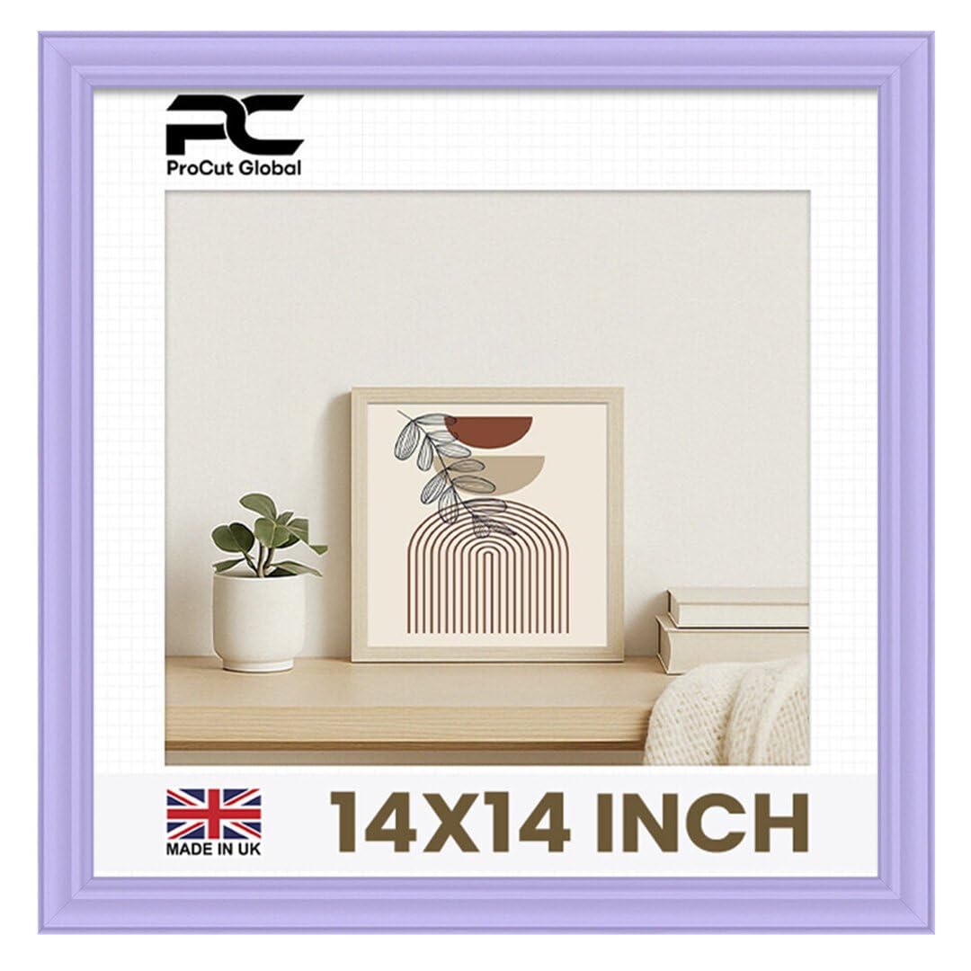 Procut Global 14X14 Purple Picture Frames - Classic Wooden Photo Frame with Shatterproof Perspex for Wall or Tabletop - Perfect for Posters, Certificates & Prints - Sizes & Colors Available
