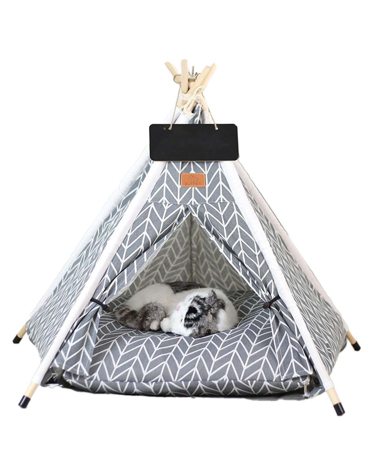 Tente tipi pour chat et chien, tente d'intérieur avec coussin, tente d'intérieur pour petits animaux de compagnie pour chiens et chats, cachette tipi confortable pour chiots, chatons et