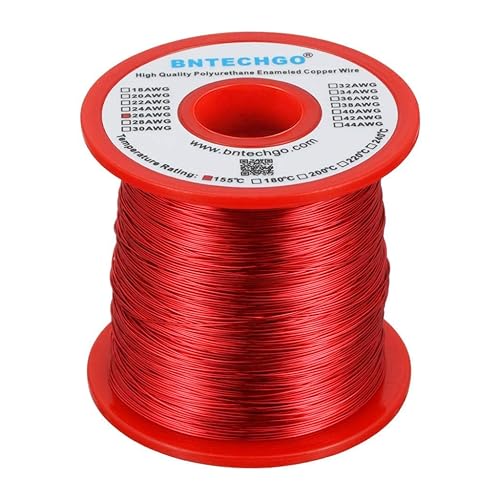 Miniatura 89 de BNTECHGO - Alambre magnético de calibre 16 a 38°AWG - Alambre de cobre esmaltado - Alambre para embobinar magnético esmaltado 1 rollo rojo Rojo 4 oz