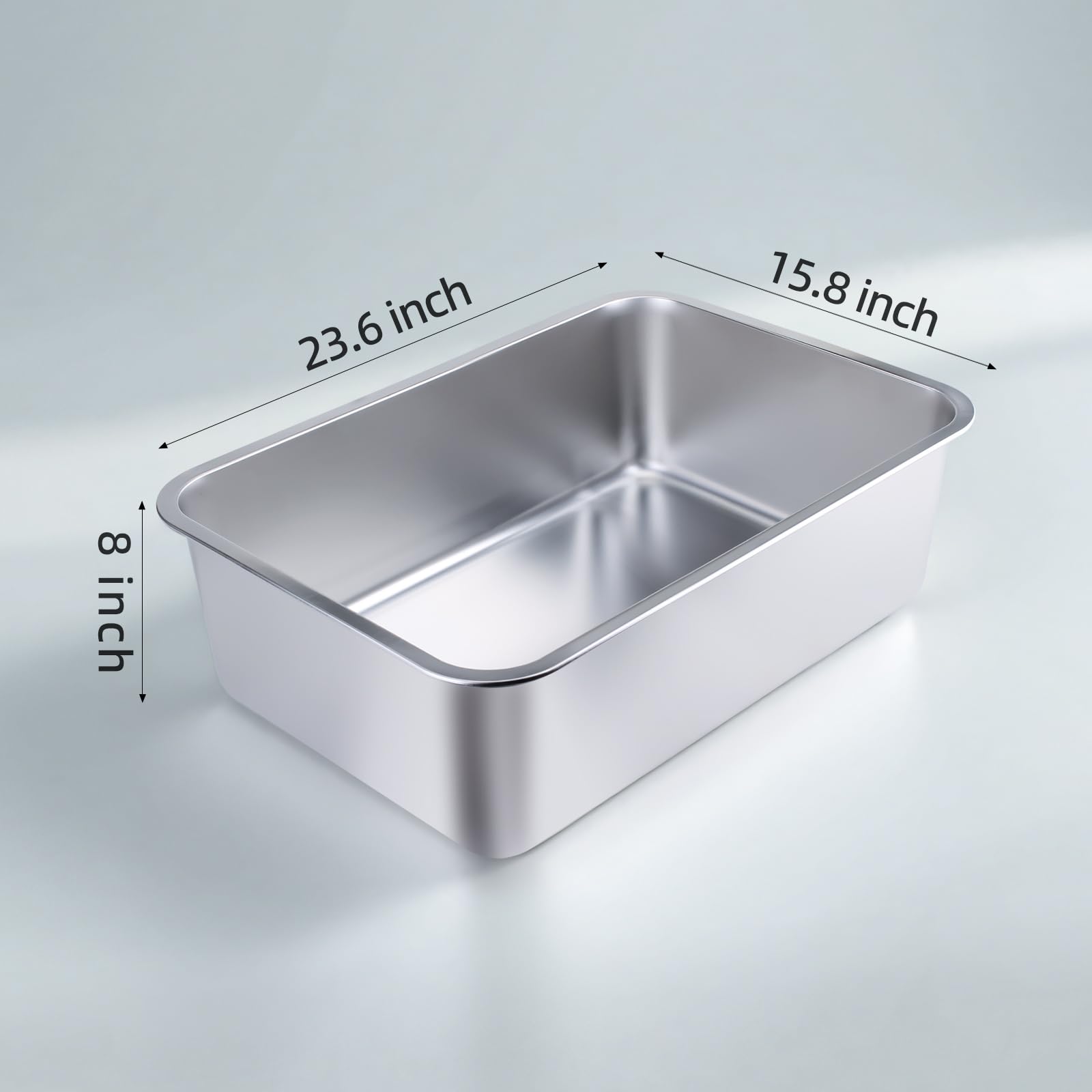 Stainless Steel Cat Litter Box - Large Metal High-Sided Pan for Cats, Pets, Non-Stick, Odor-Free, Easy to Clean, Splash-Proof, Durable (23.6" L x 15.8" W x 8" H) - image 7