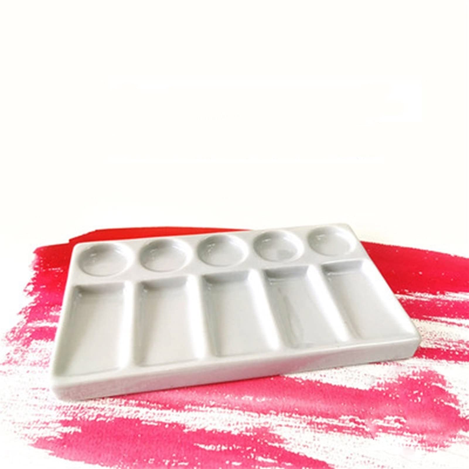 1 sztuka ceramiczna taca do malowania artystycznego do malowania akwarelowego, materiały artystyczne (Bianco)