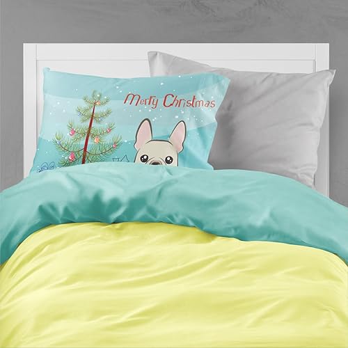 Miniatura 2 de Caroline's Treasures BB1610PILLOWCASE - Funda de almohada de tela de árbol de Navidad y bulldog francés, ligera, súper suave, de fácil cuidado,