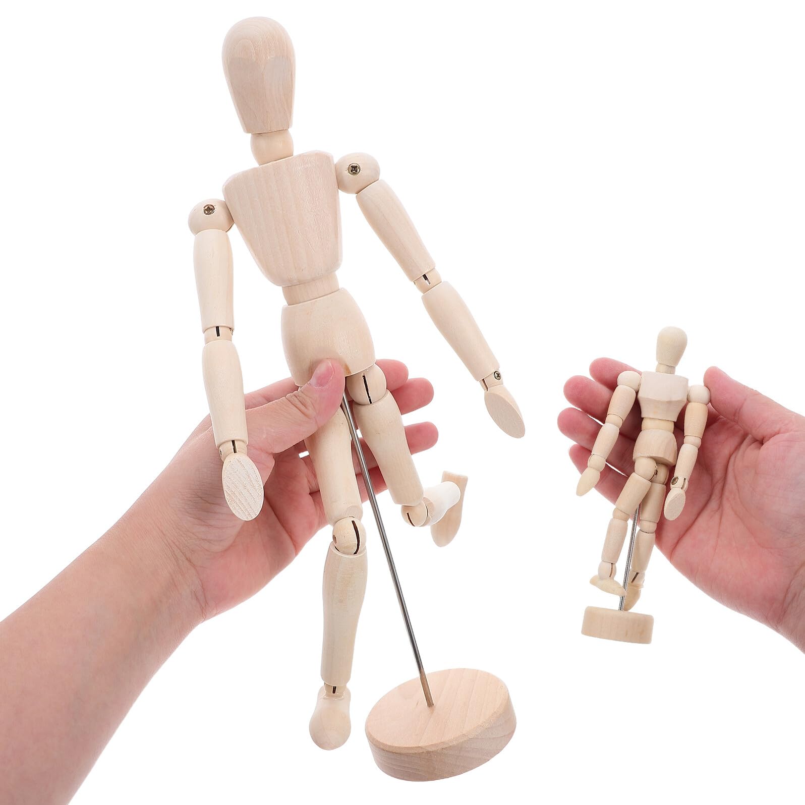 Lot de 5 Mannequins en Bois Articulés avec Support Tailles Petit à Extra-Large Modèles de Dessin Artistiques pour Croquis Décoration Maison et Étude Anatomique