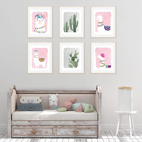 Miniatura 3 de Andaz Press Póster de arte de pared colgante sin marco para habitación de niños, 8.5 x 11 pulgadas, rosa niña, cactus acuarela con gráficos, paquete