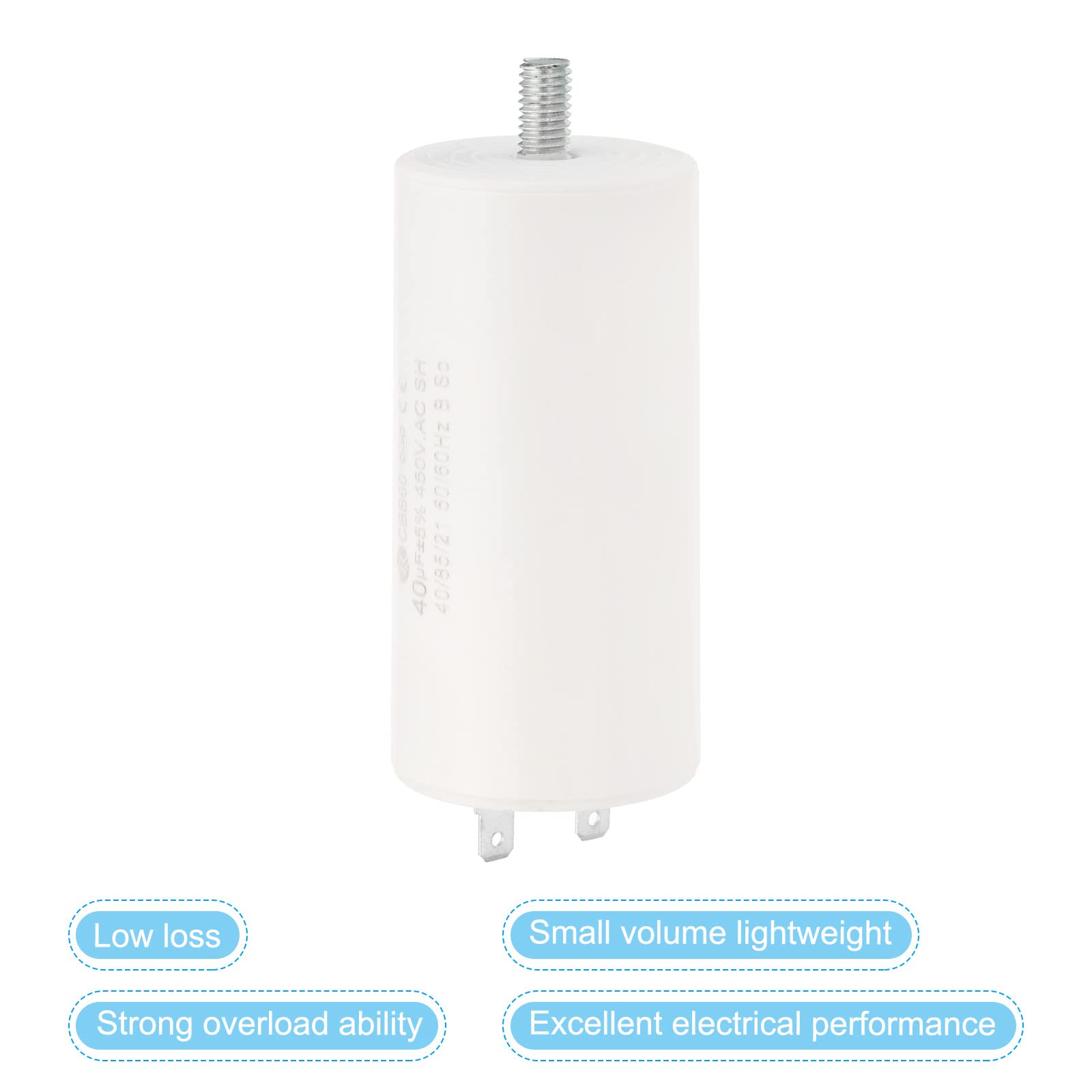 PATIKIL Condensatore CBB60 40uF 450V – 2 Pezzi, 4 Pin, 50/60Hz, Per Pompe Acqua, Lavatrici, Motori, Compressori, HVAC