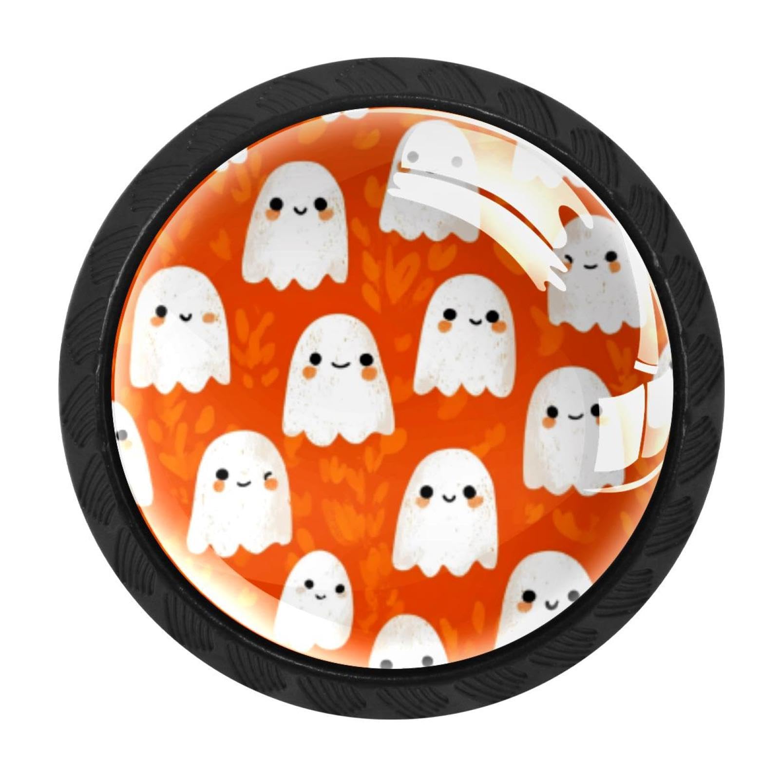 CHENZZZZ 4 Pieces Cute Ghosts Drawer Knobs, 35mm Black Cabinet Knobs, Drawer Pulls and Knobs, Dresser Drawer Knobs, Cabinet Hardware Kitchen Cabinet Knobs