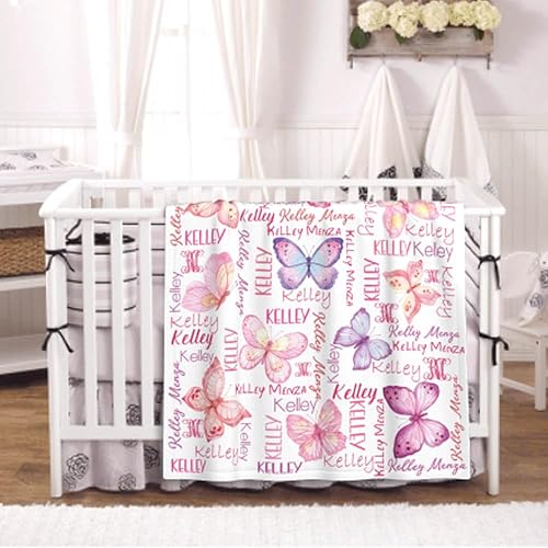 Miniatura 2 de callie Manta de mariposa personalizada para niñas, manta de mariposa con nombre para bebé, manta de franela personalizada para recién nacidos, niños