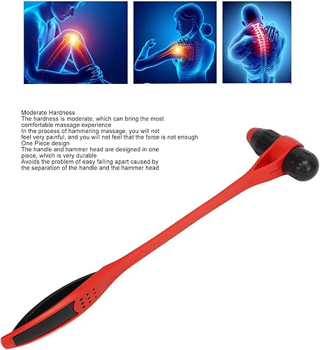 Miniatura 2 de Martillo de masaje corporal, masajeador elástico flexible de goma roja y negra, masajeador espinal manual para aliviar el estrés corporal