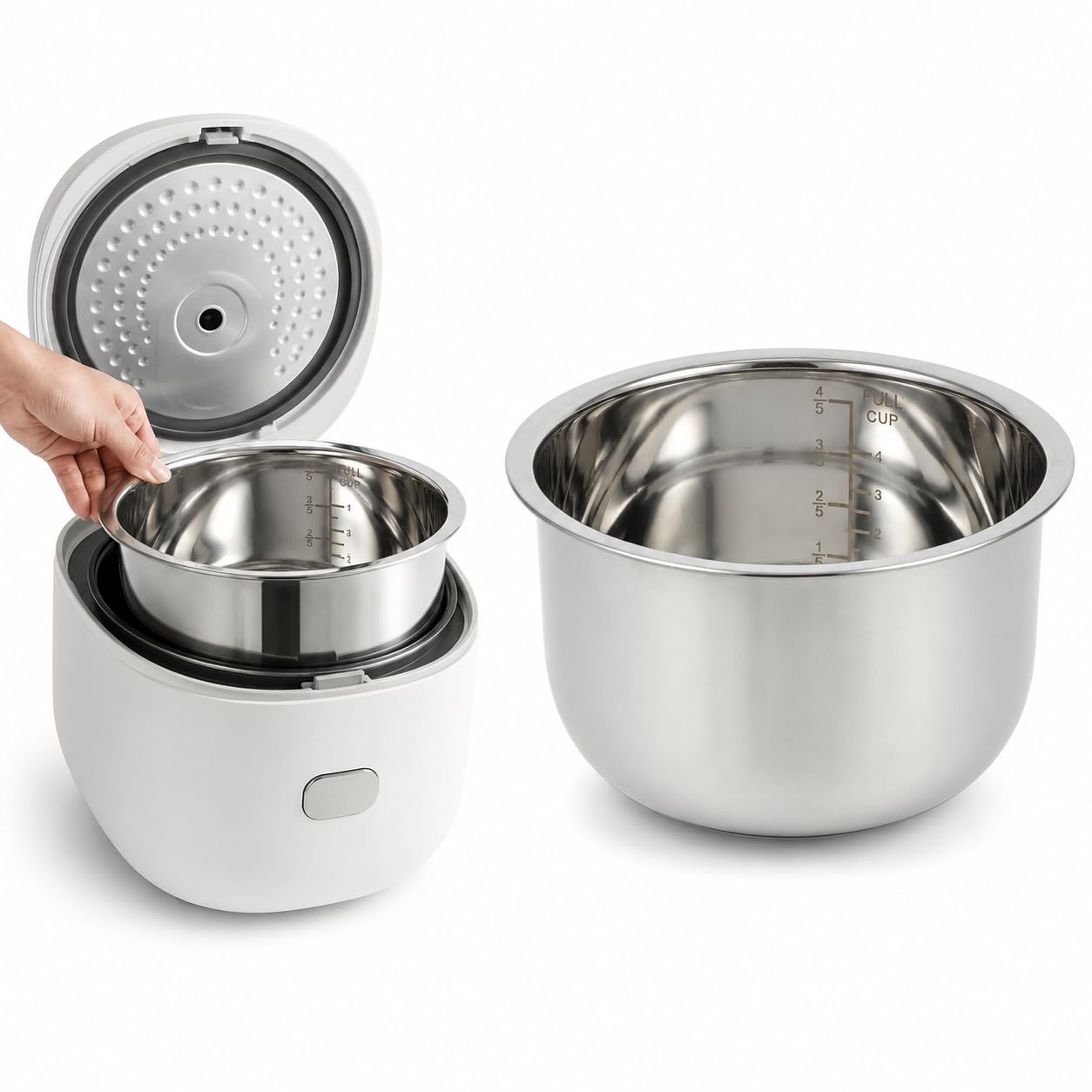 Beavorty Rice Cooker Inner Pot Replacement Stainless Steel 2L Silver