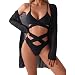Women 3pcs black bikini-L